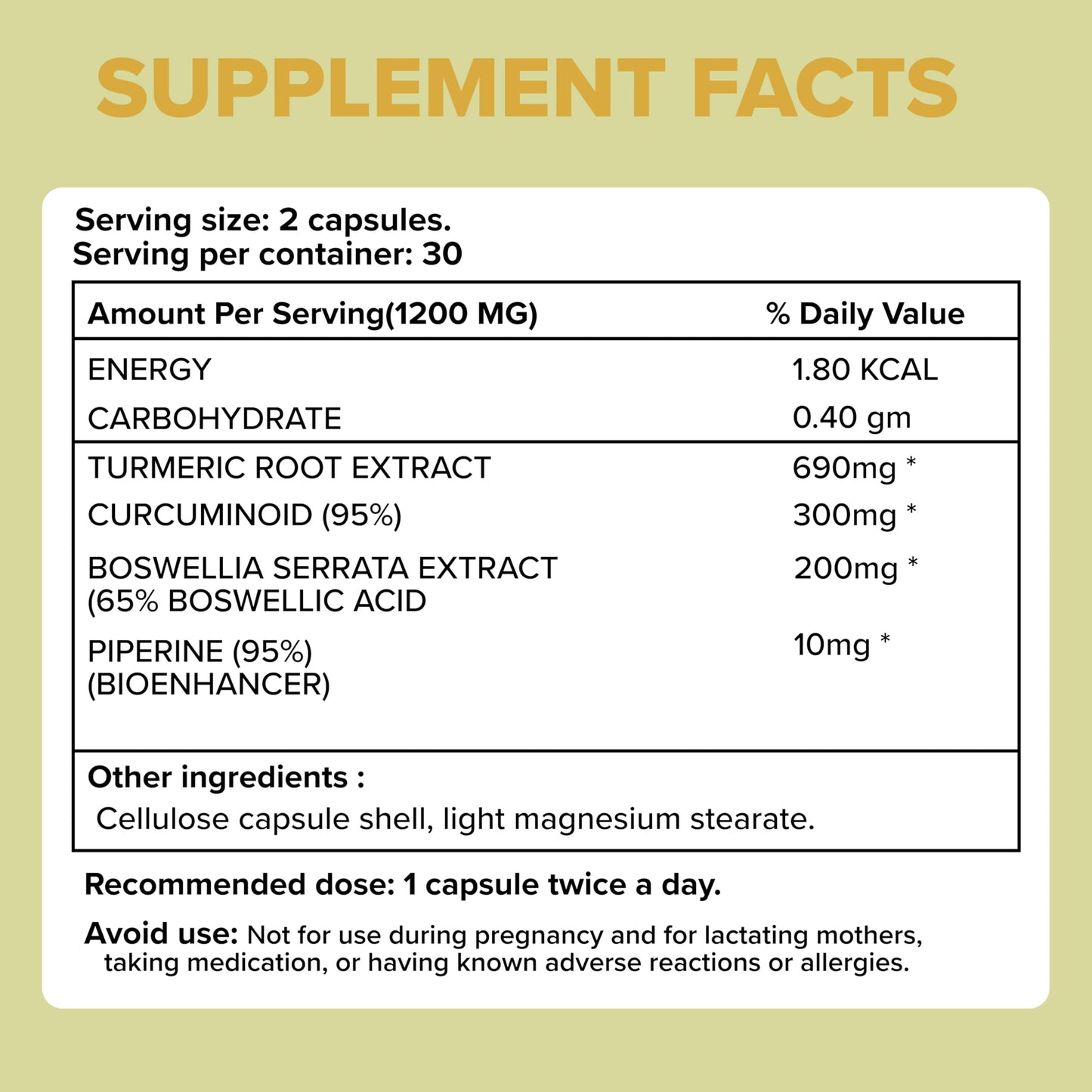 Daily All Day Curcumin Boswellia Wellness Capsules, 60 Count