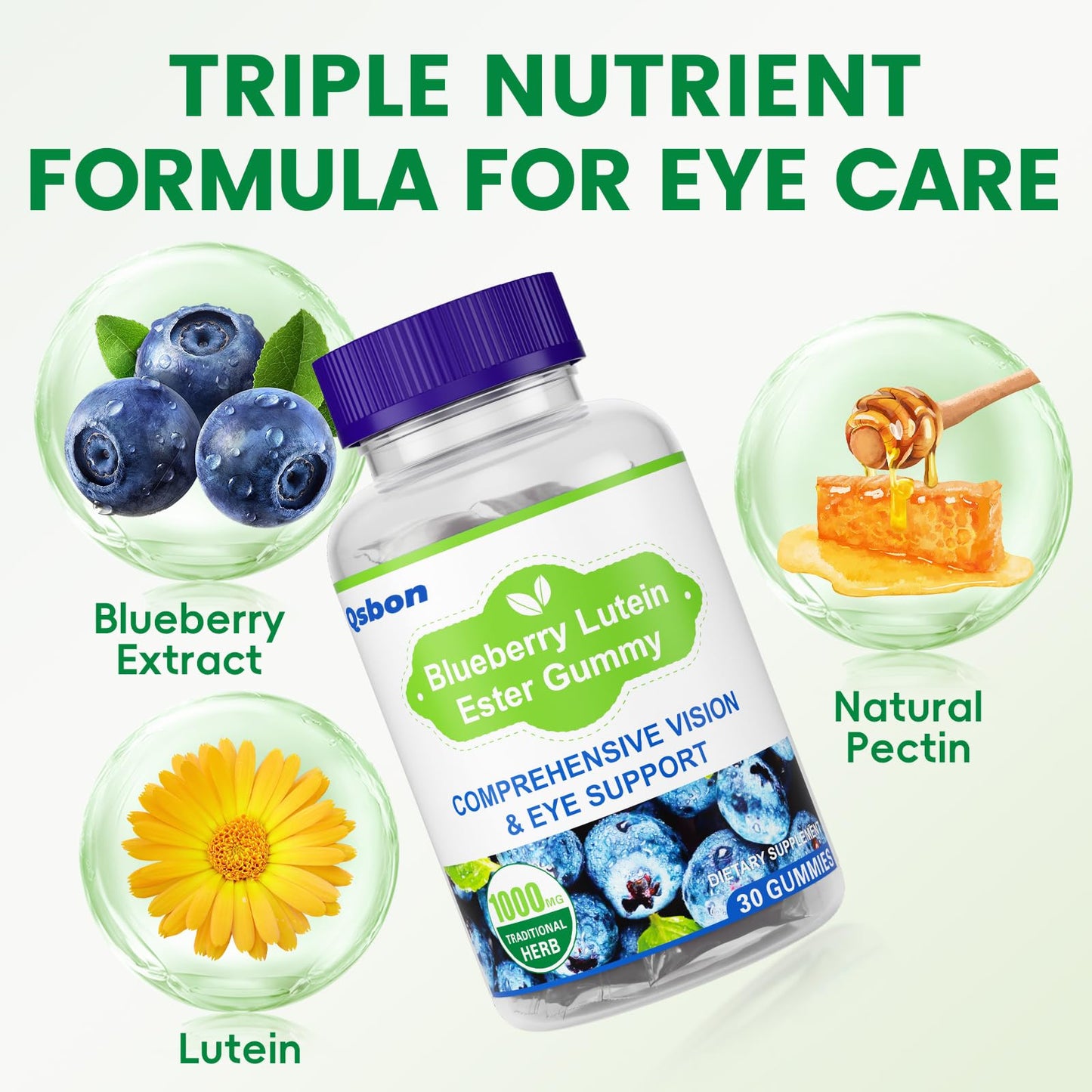 Qsbon Eye Vitamin and Mineral Supplement with Lutein, Zinc, Vitamin C/E and Zeaxanthin Capsules, 60 Count