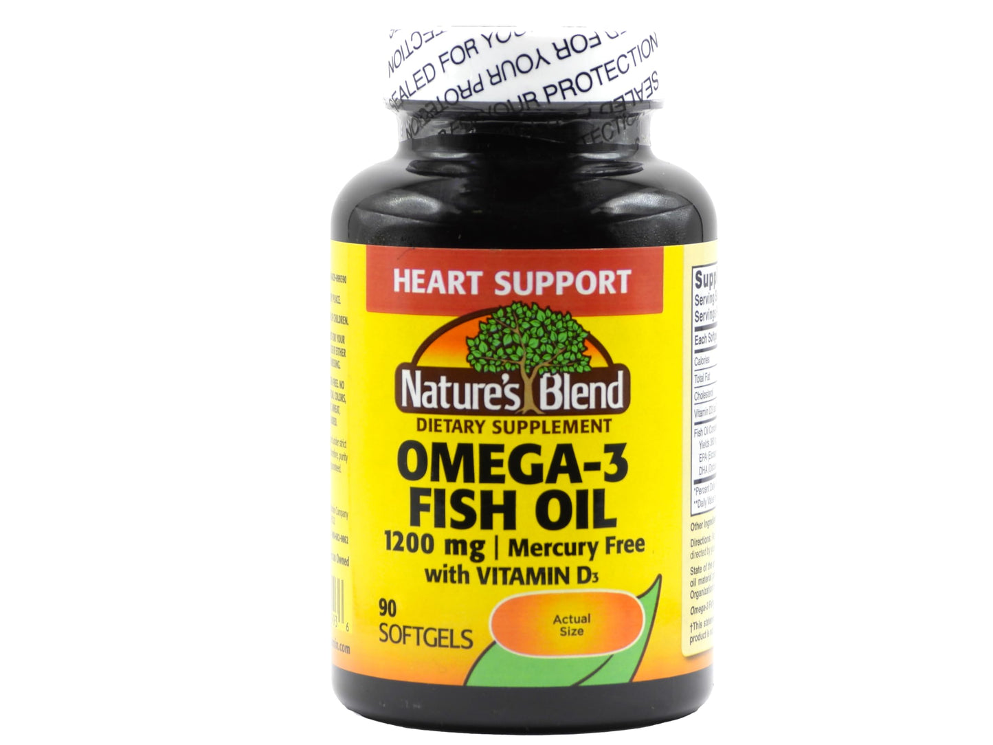 Nature's Blend Omega-3 Fish Oil 1200 mg and Vitamin D3 1000 IU Softgels, 90-count