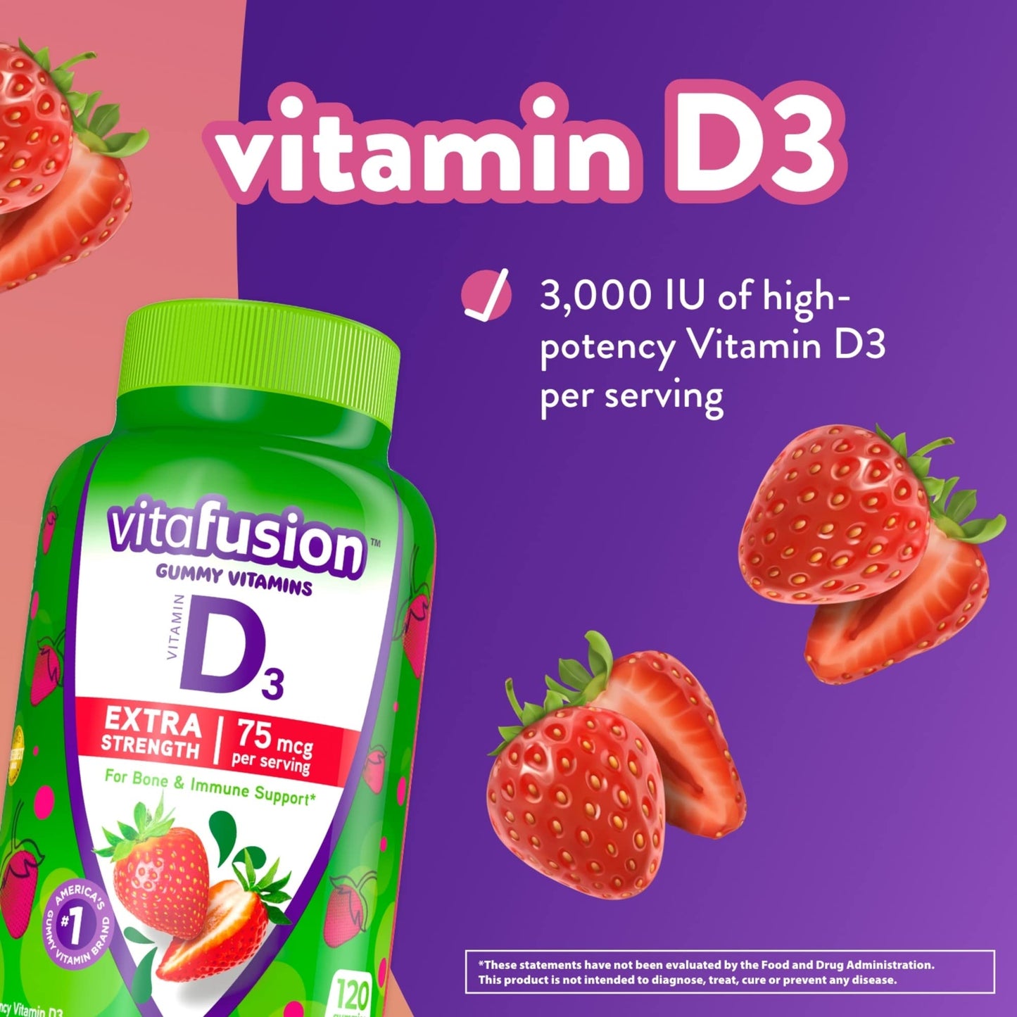 Vitafusion Extra Strength Melatonin 5mg Gummies and Vitamin D3 3000IU Gummies, 240 Gummies