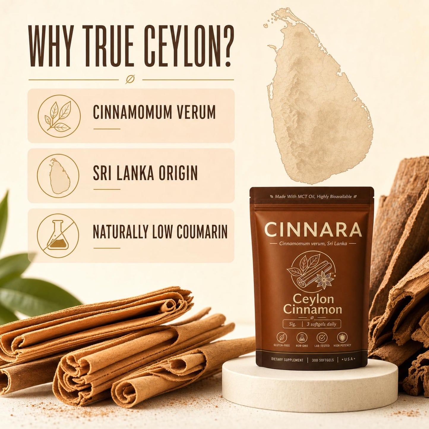 Fari Hair Cinnara Ceylon Cinnamon With MCT Oil Daily Supplement Softgel 300