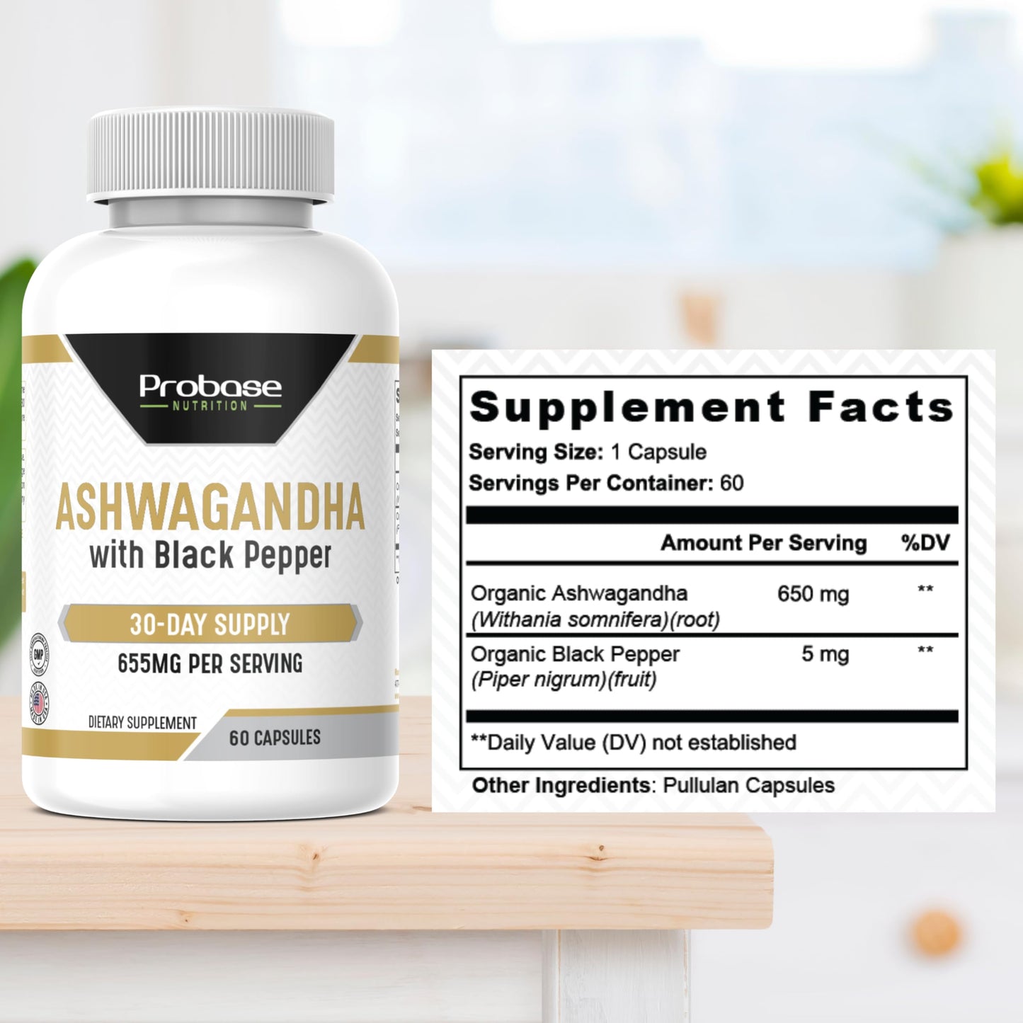 Probase Nutrition Ashwagandha with Black Pepper 60 Capsules