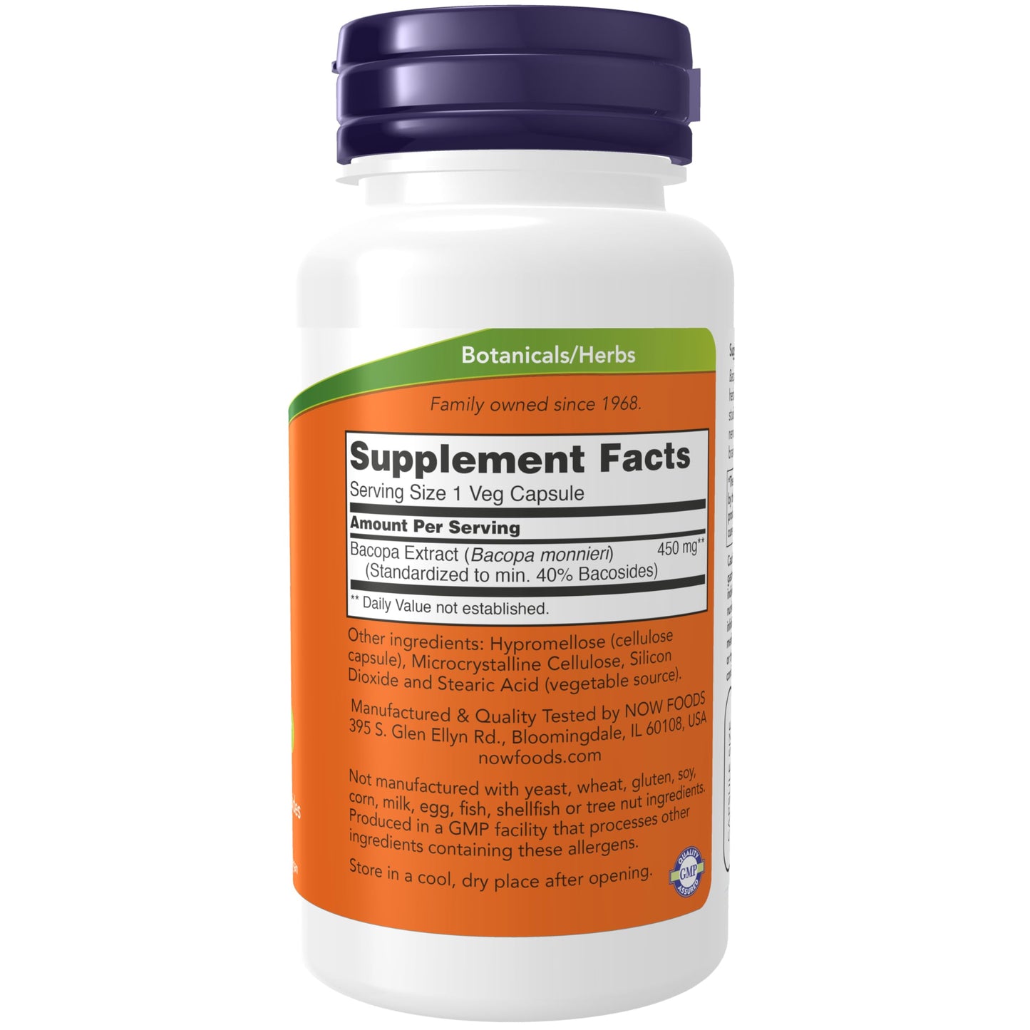 NOW Foods Bacopa Extract (Bacopa monnieri) 450 mg Capsule, 90 Count