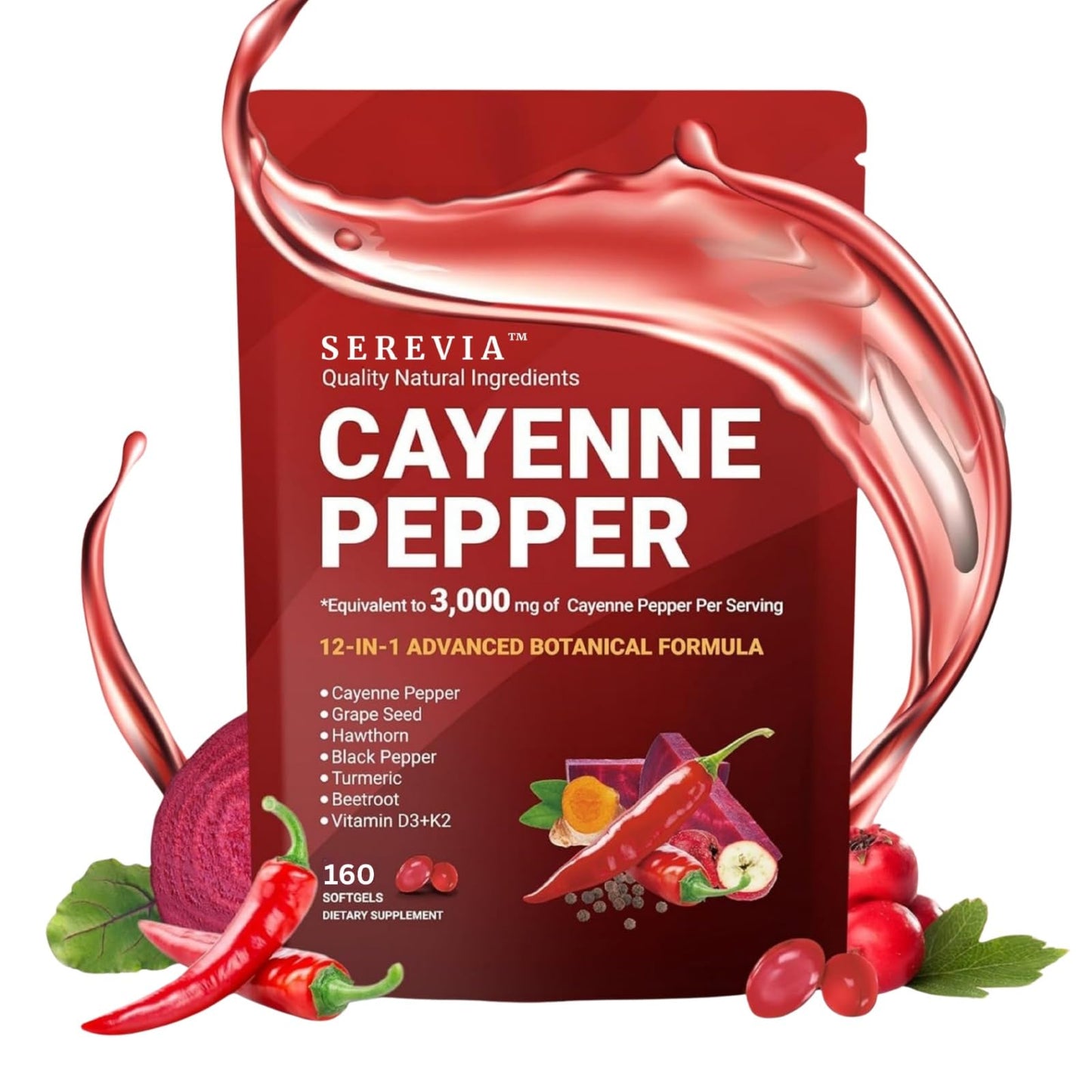 Serevia Health Cayenne Pepper + Herbal Blend Softgels 160
