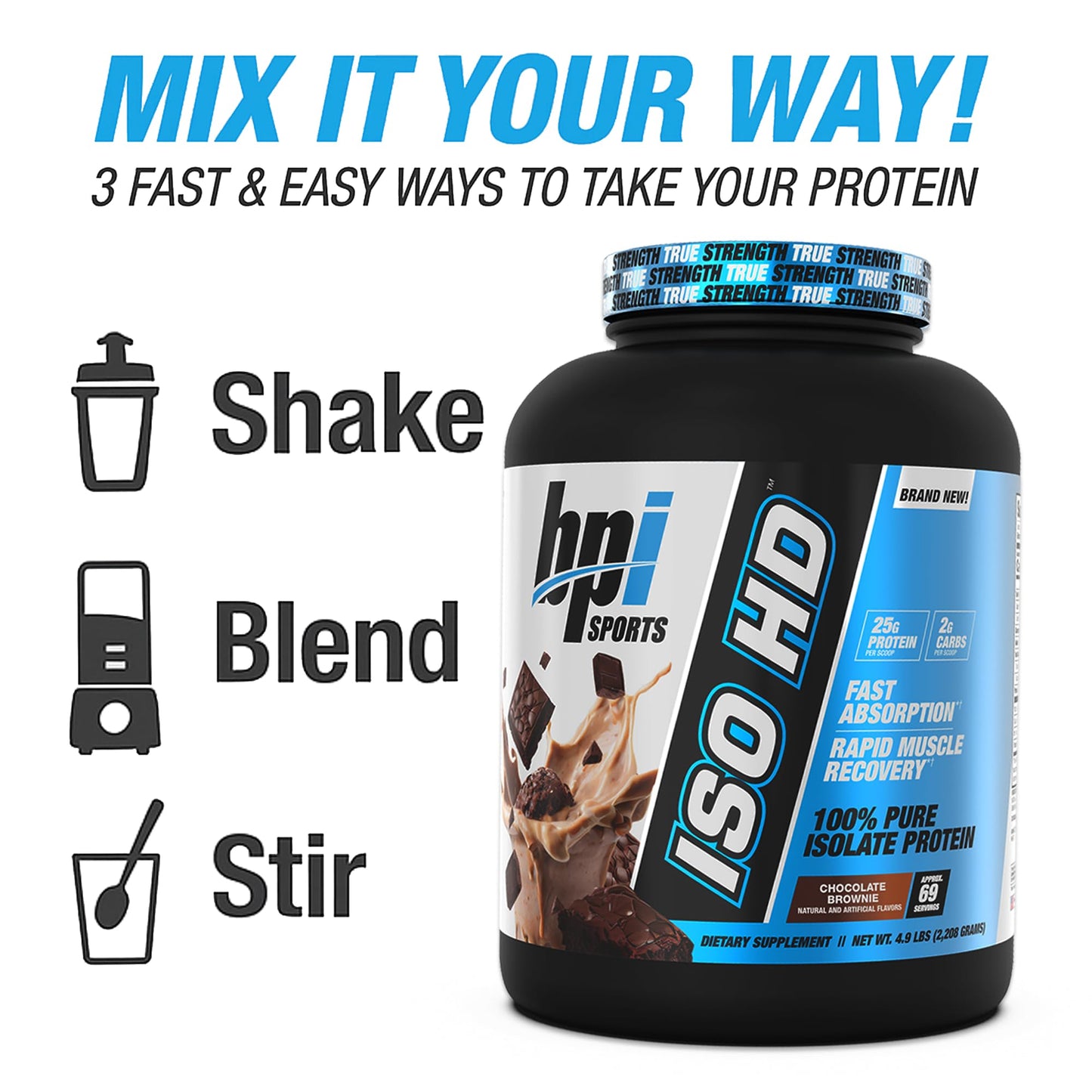 BPI Sports ISO HD Isolate Protein Powder – 100% Whey Isolate, 4.9 Pound