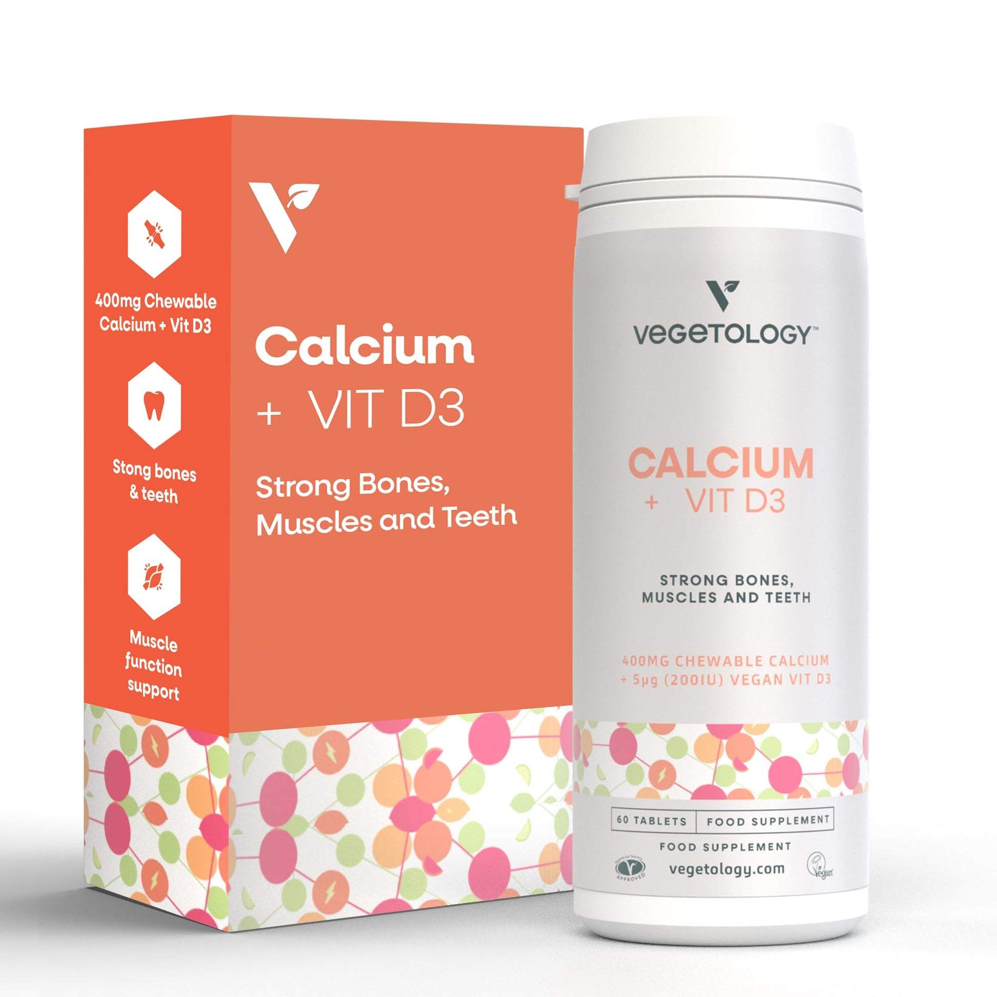 Vegetology Calcium Tablets and Vitamin D3 Tablet, 60 Count