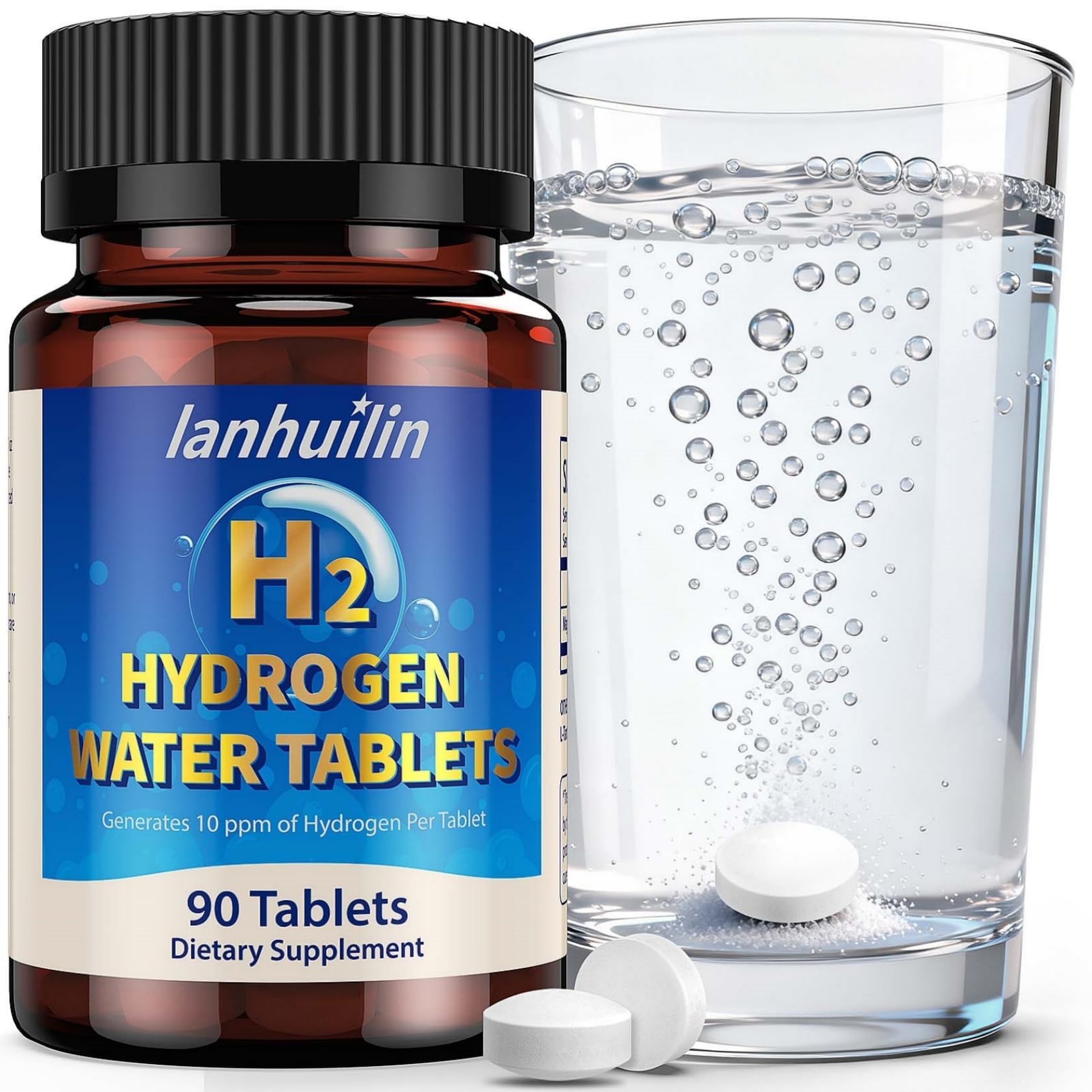 Lanhuilin Hydrogen Water Tablets with 150 mg Magnesium, 90 Count
