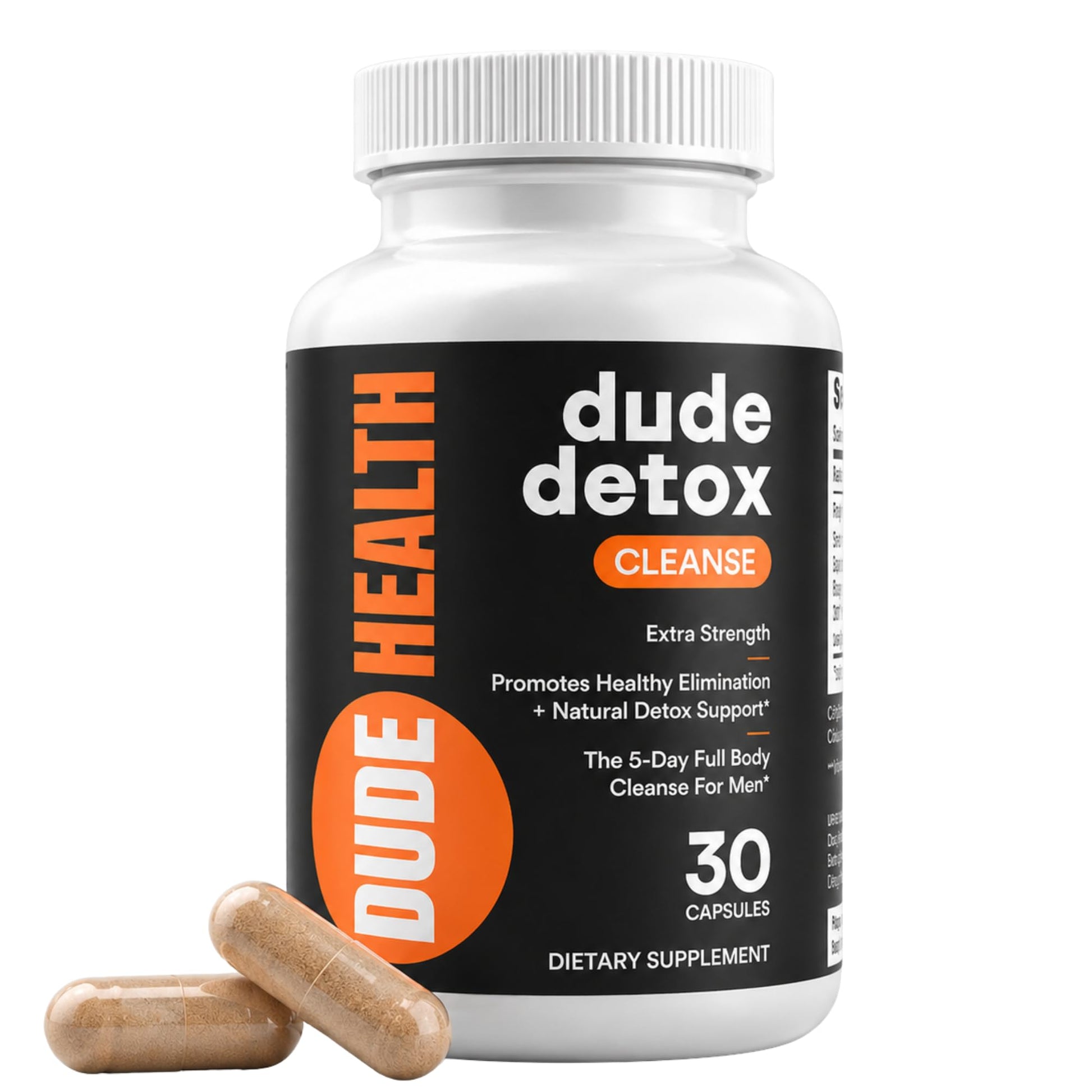 Dude Detox 5-Day Cleanse for Men Extra Strength Full Body Gut Reset 30 Capsules