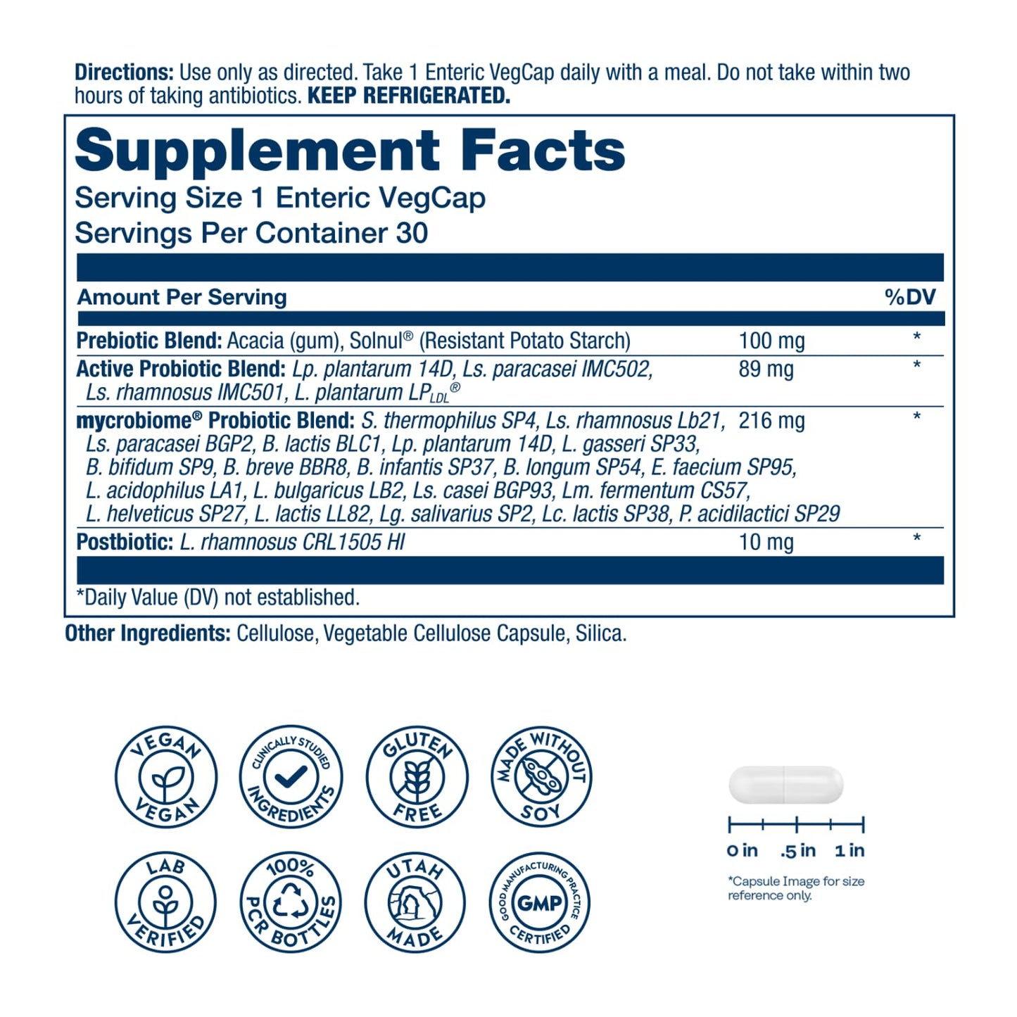 Solaray Mycrobiome Complete Probiotics Active Formula Capsules, 30