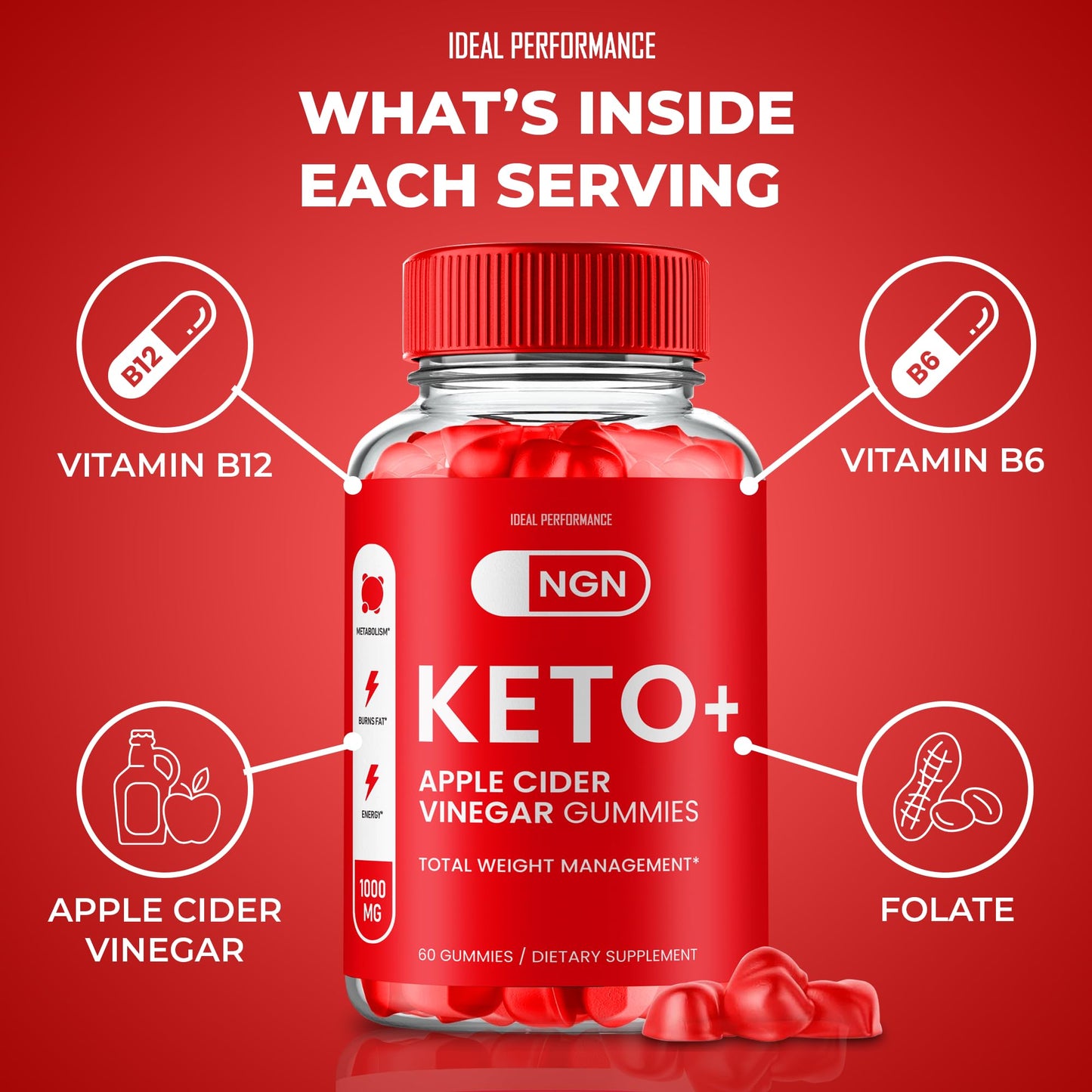IDEAL PERFORMANCE NGN Keto ACV Gummies Gummy 60 Count