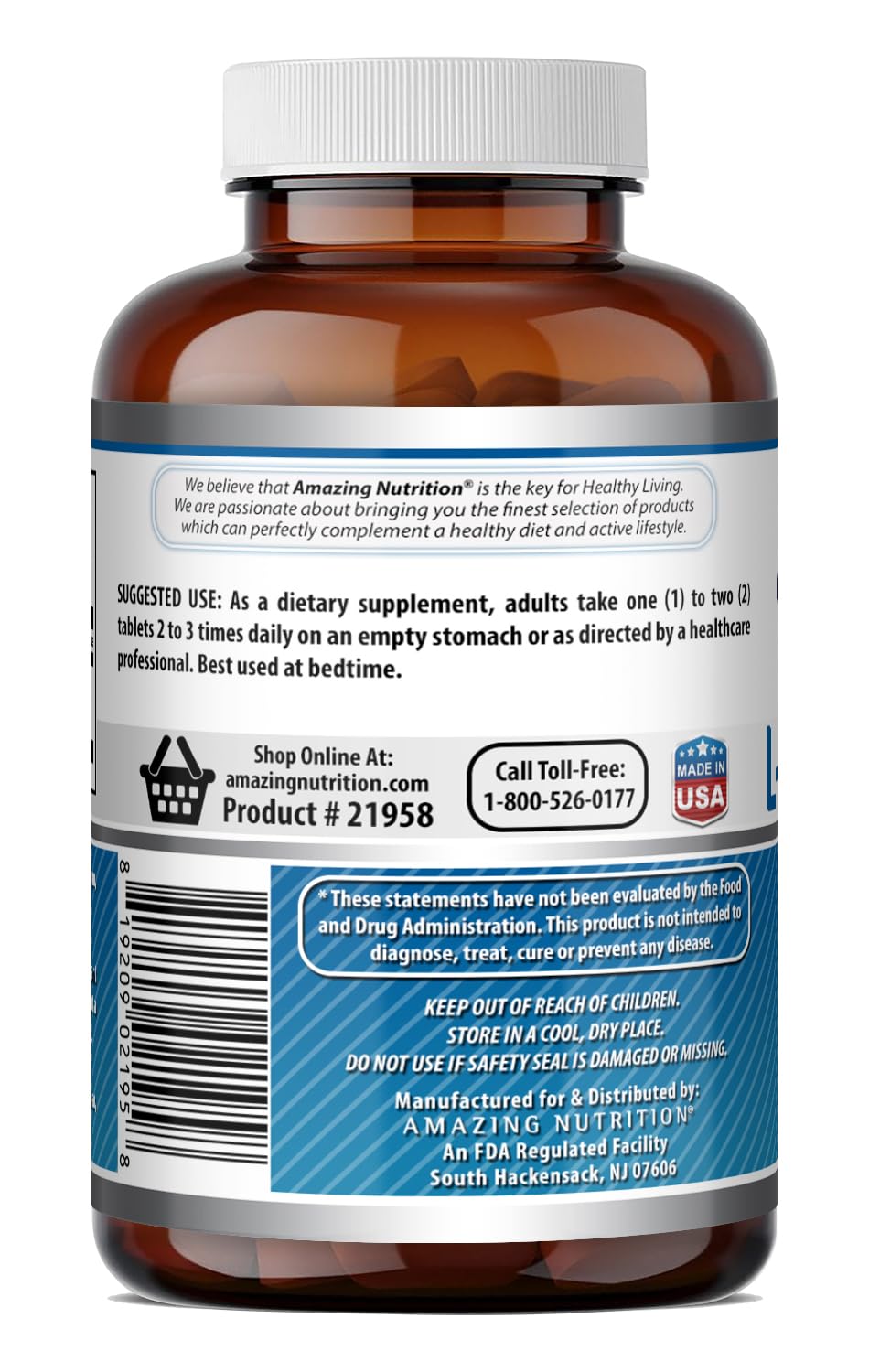 Amazing Nutrition L-Tryptophan 1000mg Tablets, 120 Count
