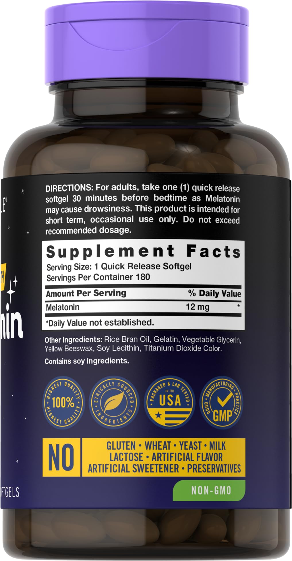 Carlyle Melatonin 12 mg Softgel Capsules, 180 Count