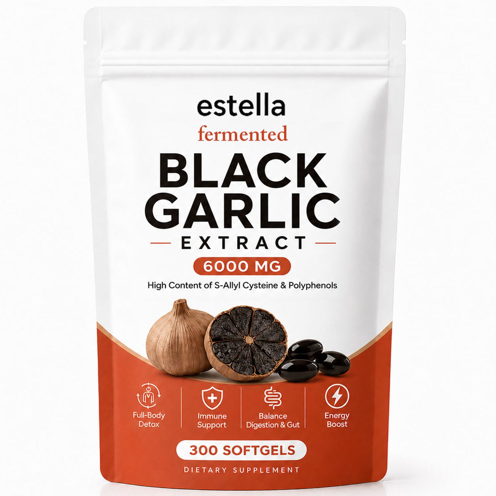 Nitidissima Estella Fermented Black Garlic Extract Tablets, 300 Count