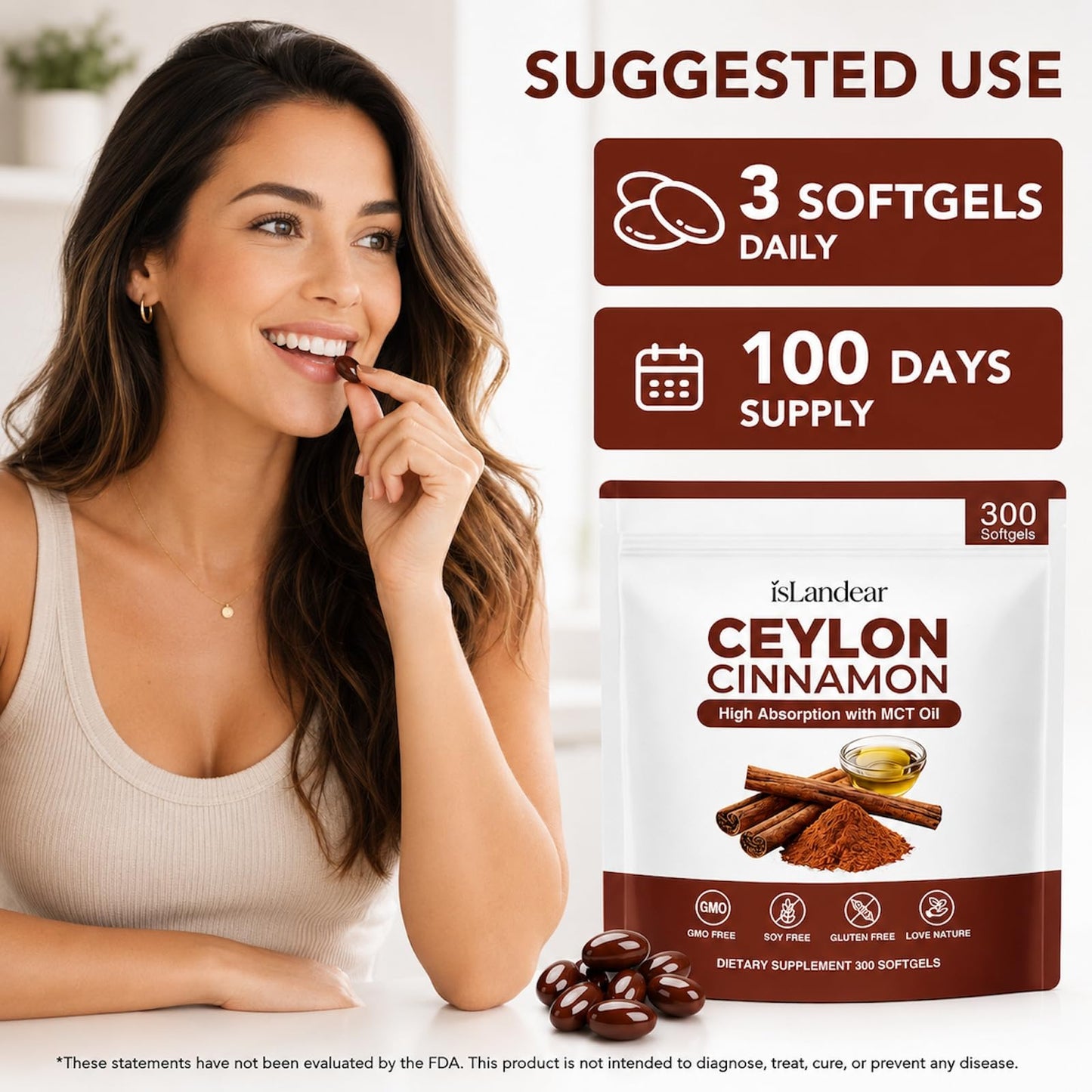 isLandear Ceylon Cinnamon Softgels 300 Count