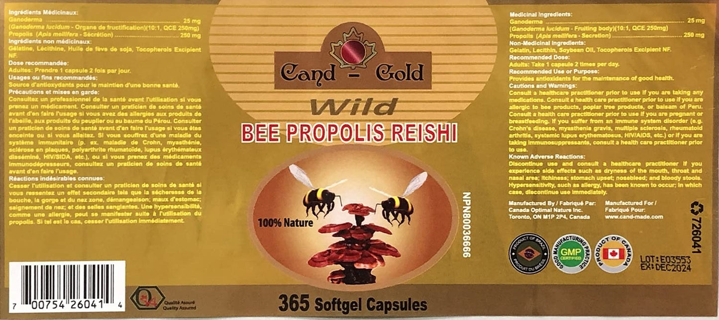Cand-Gold Wild Bee Propolis Reishi Softgel 365