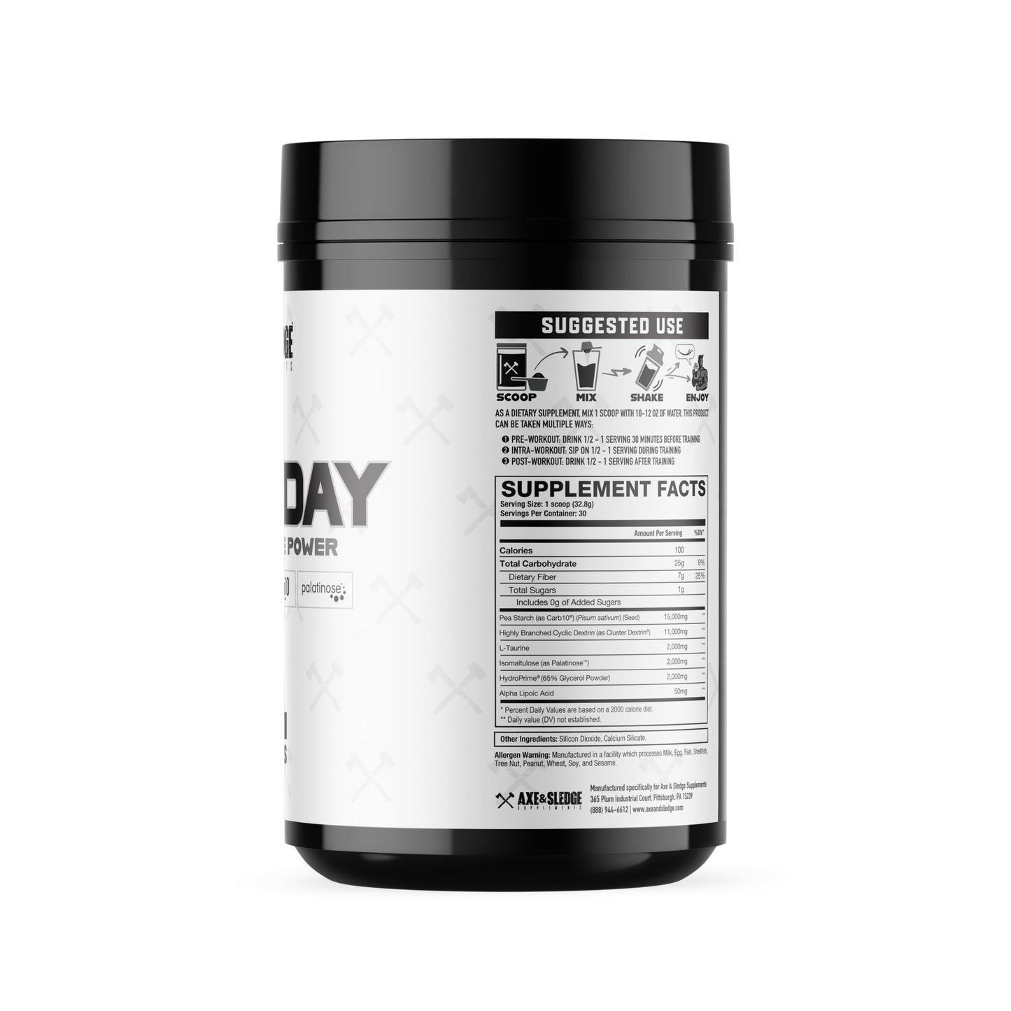 Axe & Sledge Demo Day Intra-Workout Carbohydrate Powder with Cluster Dextrin, Carb10, Hydromax, & Palatinose, Enhances Performance and Pumps, 34.9212 Servings