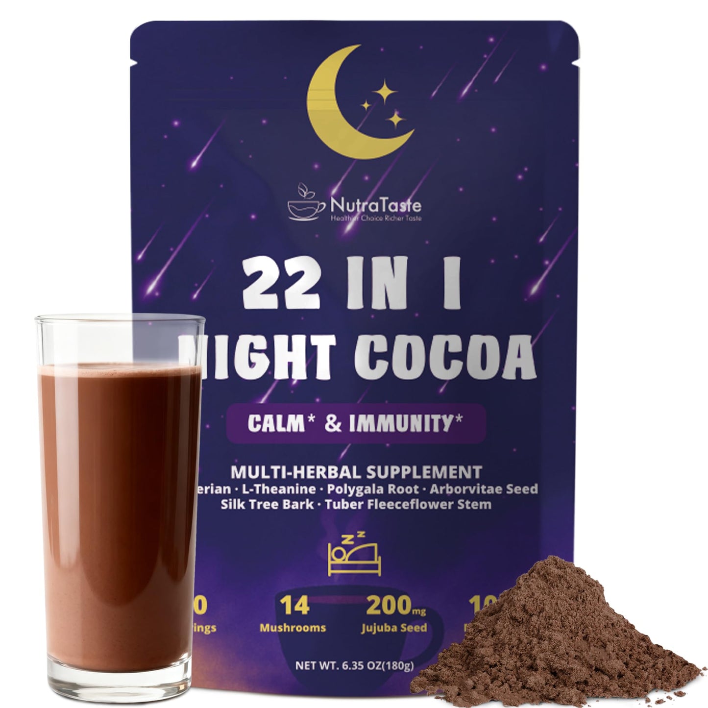 NUTRATASTE HEALTHIER CHOICE RICHER TASTE Mushroom Hot Cocoa Powder, 6.35 Ounce