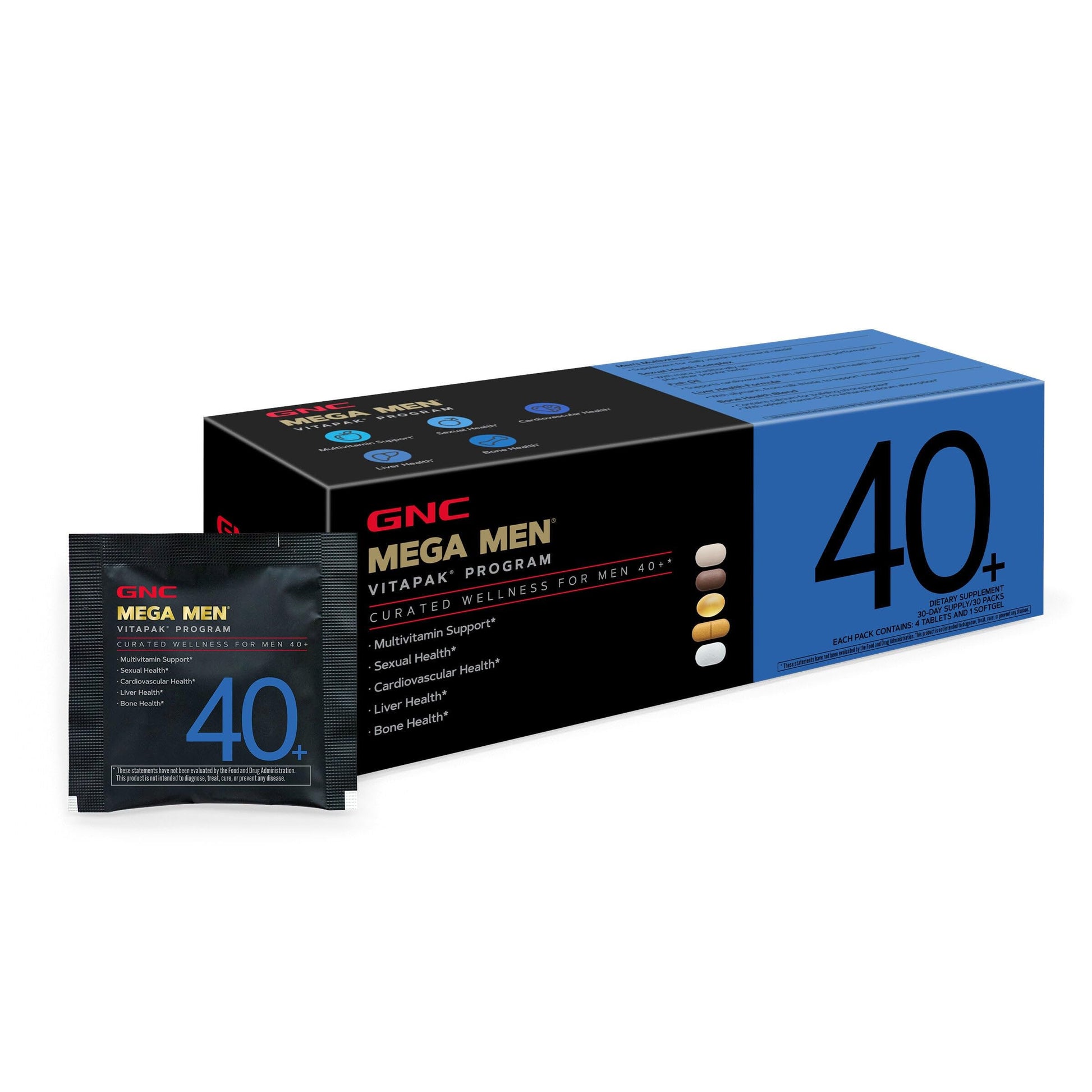 GNC Mega Men 40+ Vitapak for Men Capsule, 30 Count