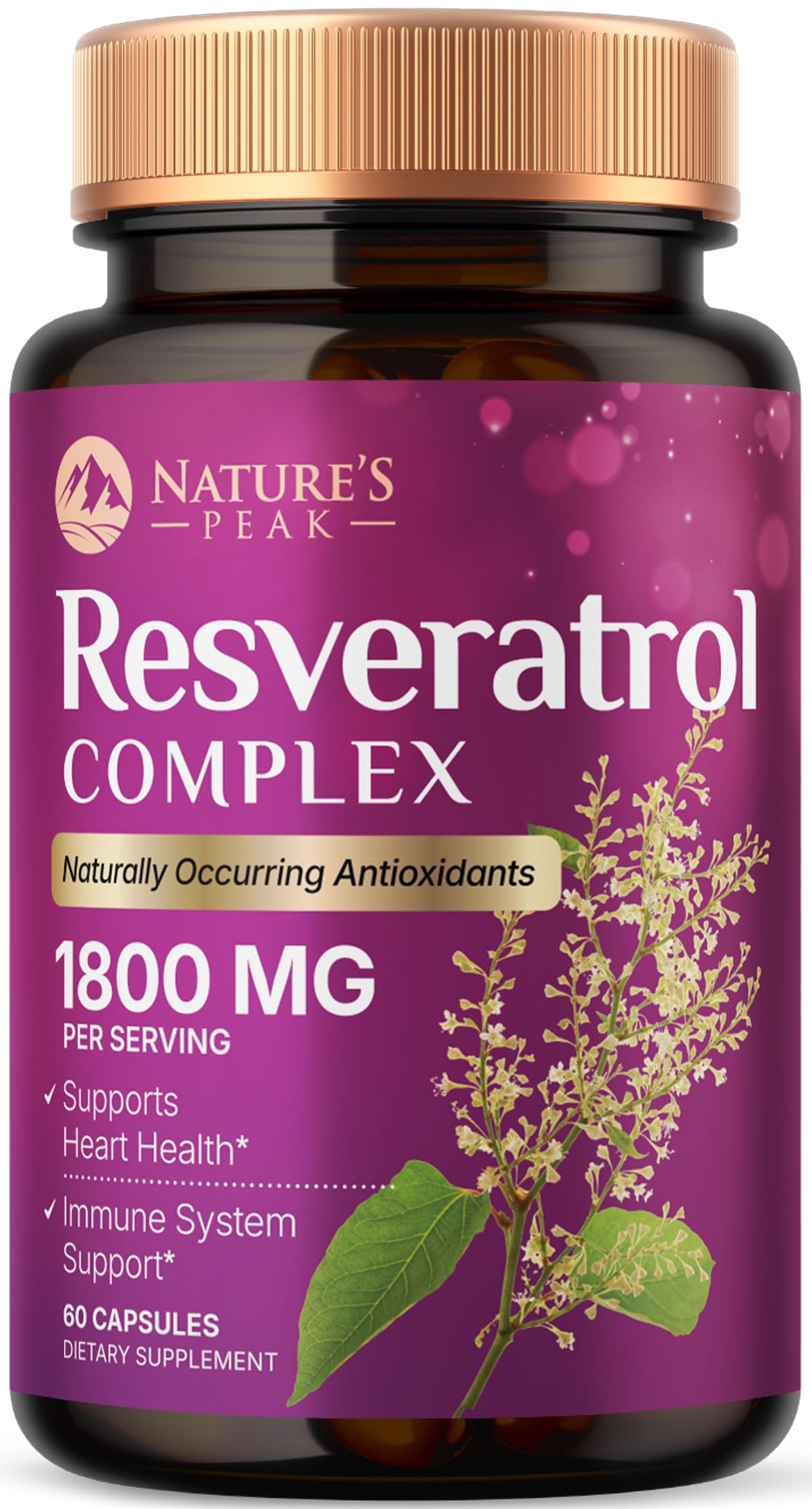 Nature's Peak Resveratrol 1800mg 3X Strength Trans-Resveratrol, 60 Capsules