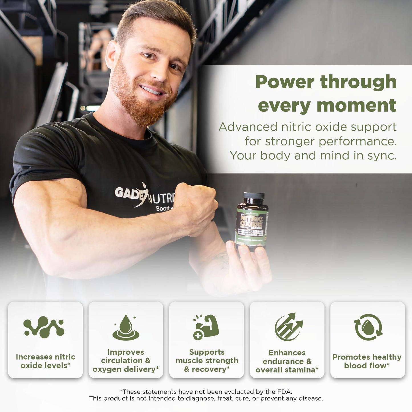 GADE NUTRITION Nitric Oxide Supplement L-Arginine 60 Capsules