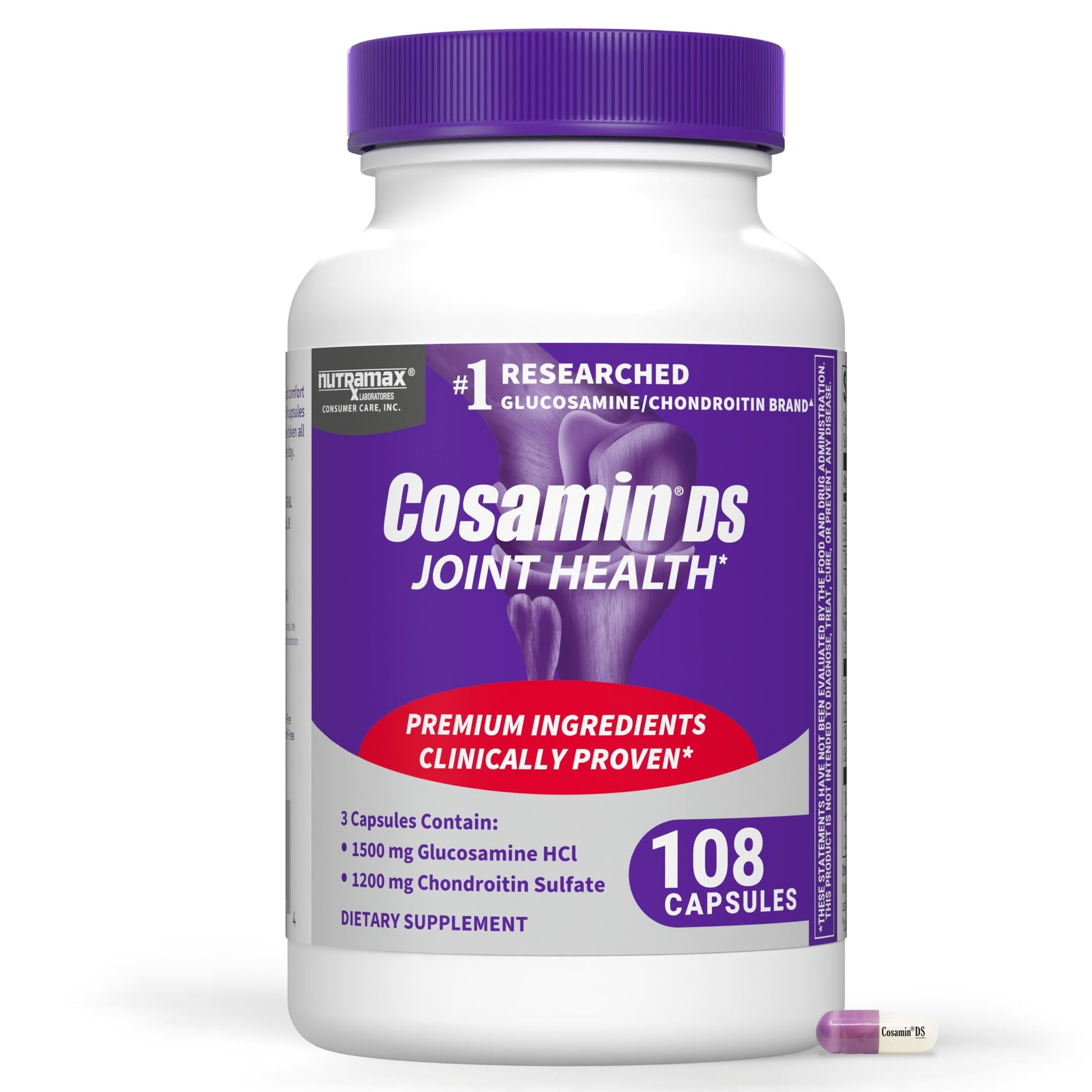 Nutramax Laboratories Cosamin DS Joint Health Supplement with Glucosamine & Chondroitin Capsules, 108 Count