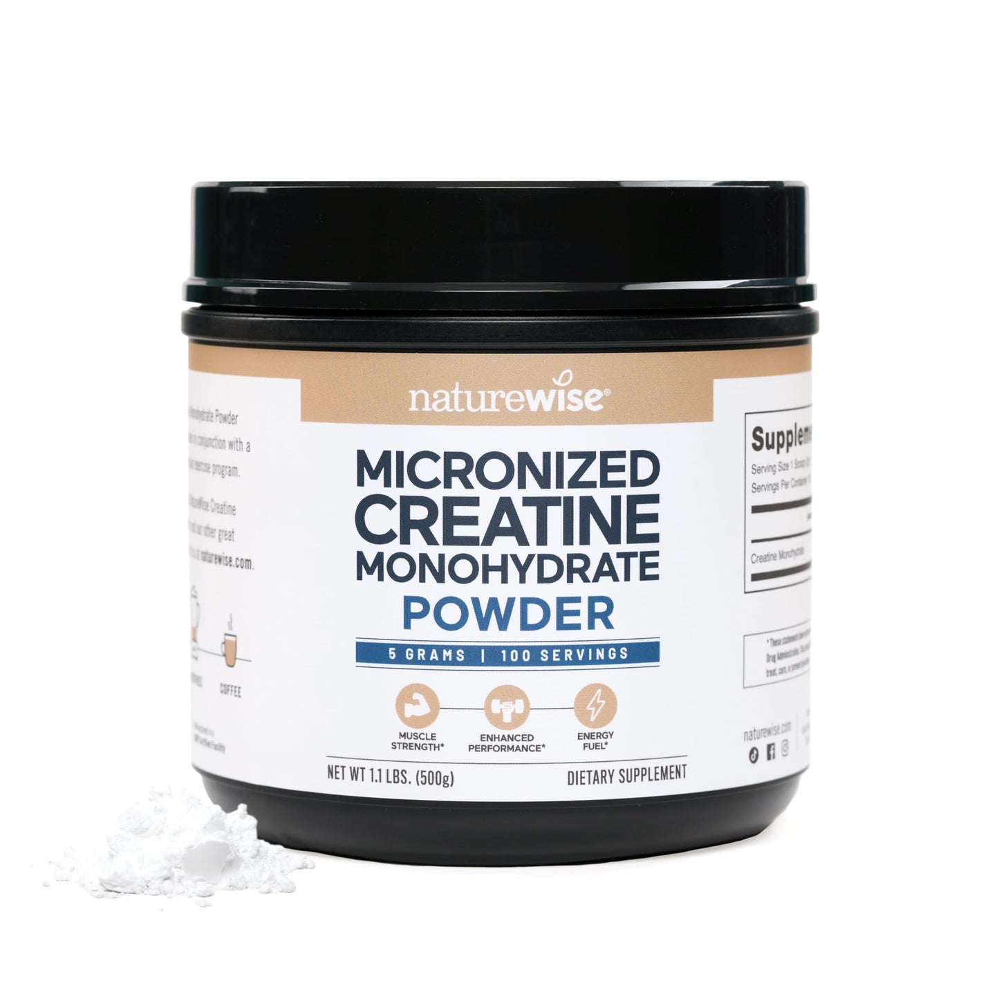 NatureWise Micronized Creatine Monohydrate Powder, 100 Servings