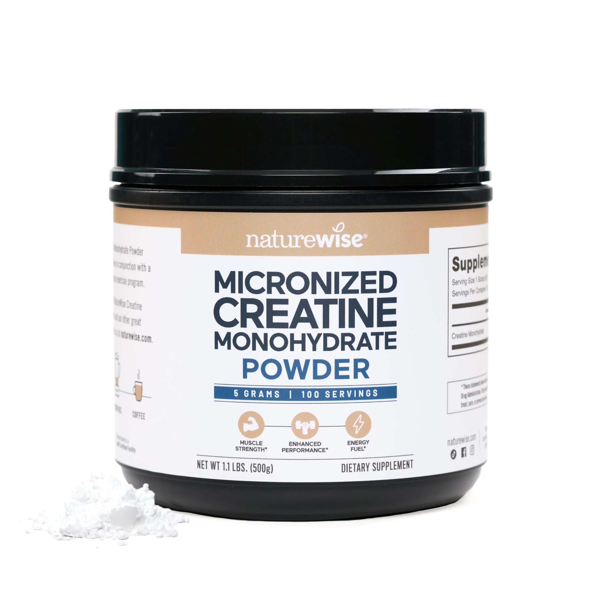 NatureWise Micronized Creatine Monohydrate Powder, 100 Servings