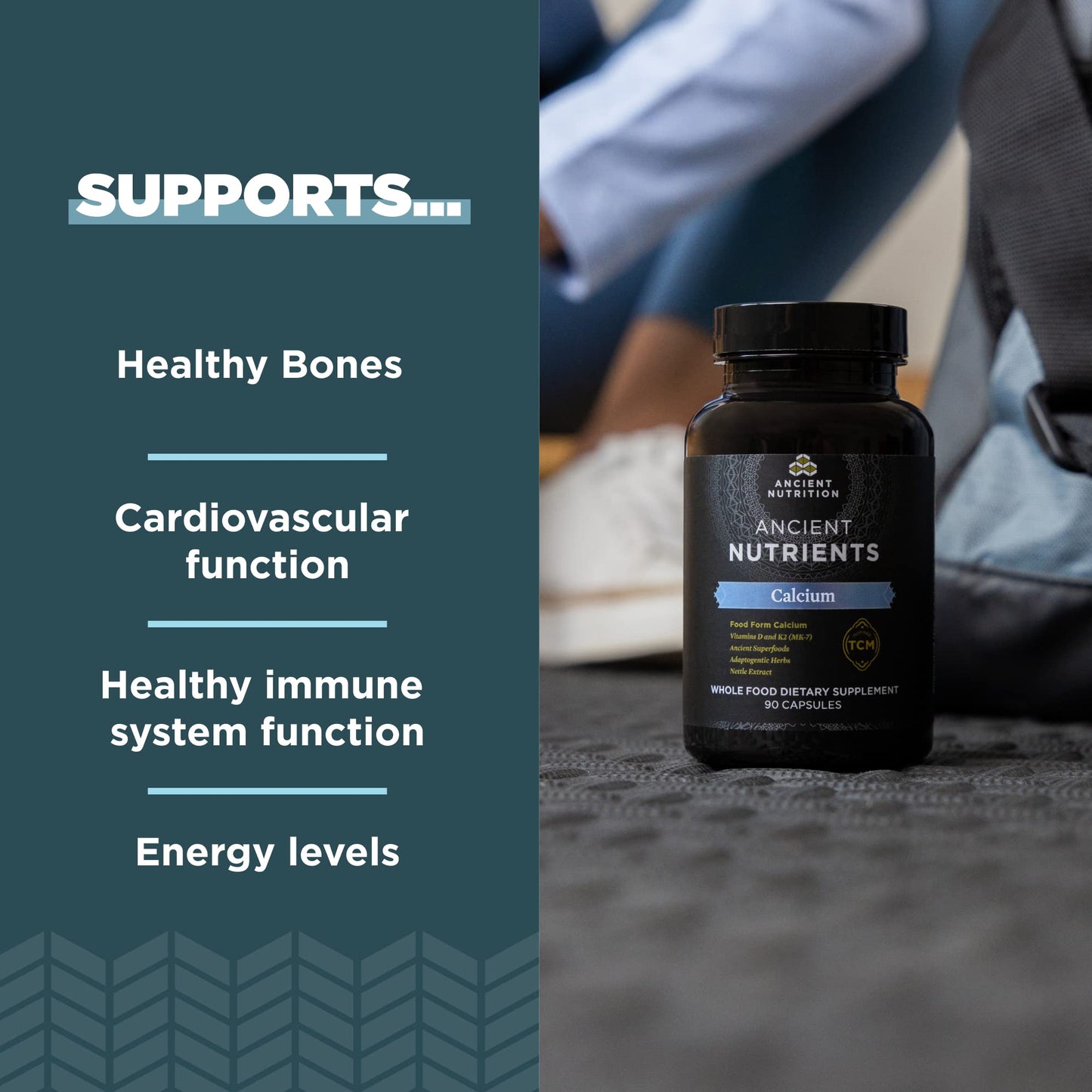 Ancient Nutrition Calcium Supplement + Vitamin D + K2 Capsule, 90 Count