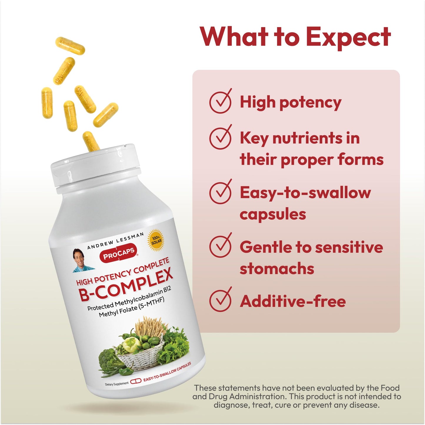 ANDREW LESSMAN ProCaps High Potency Methylated B-Complex Capsules 180 Count