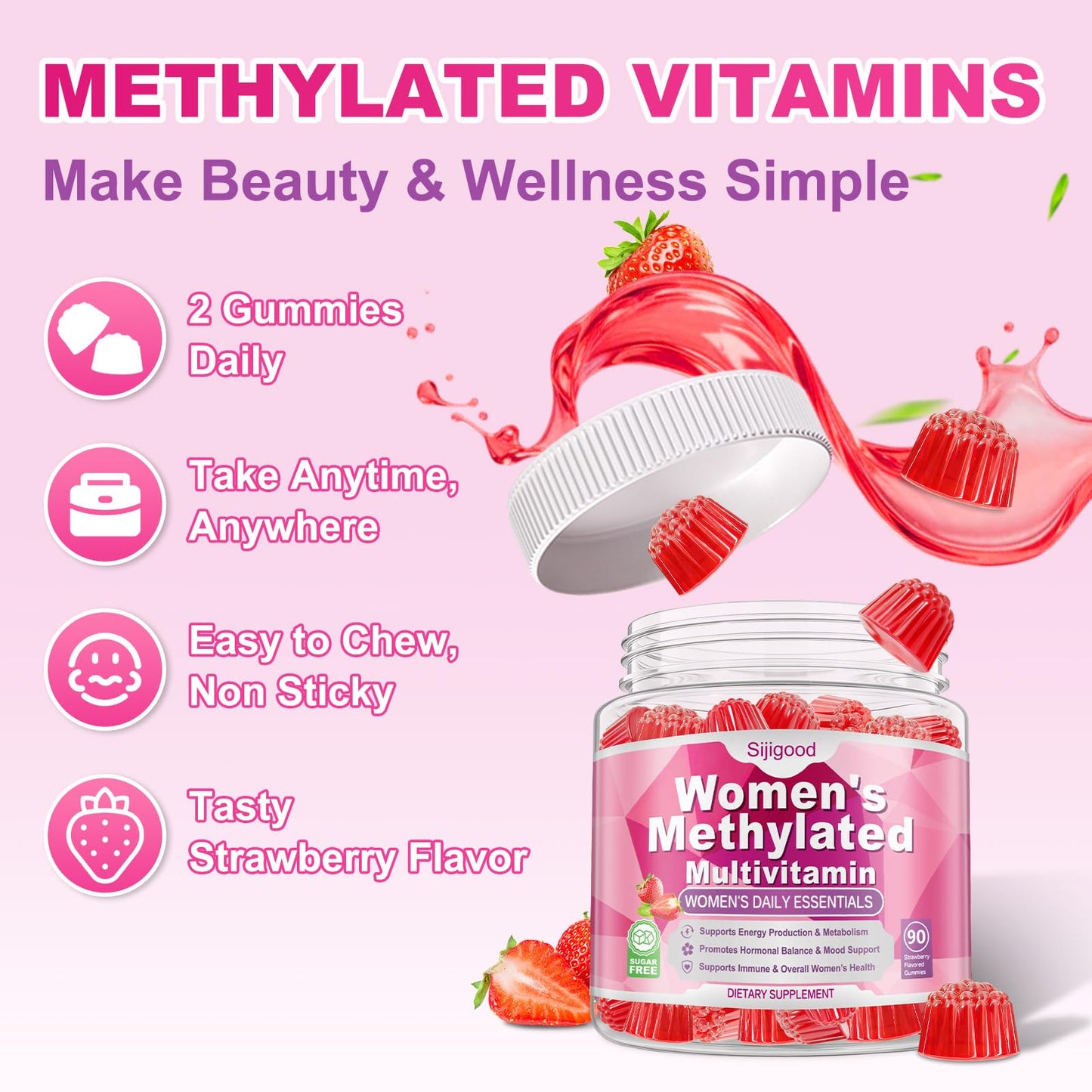 Sijigood Methylated Multivitamin Gummies for Women, 180 Count