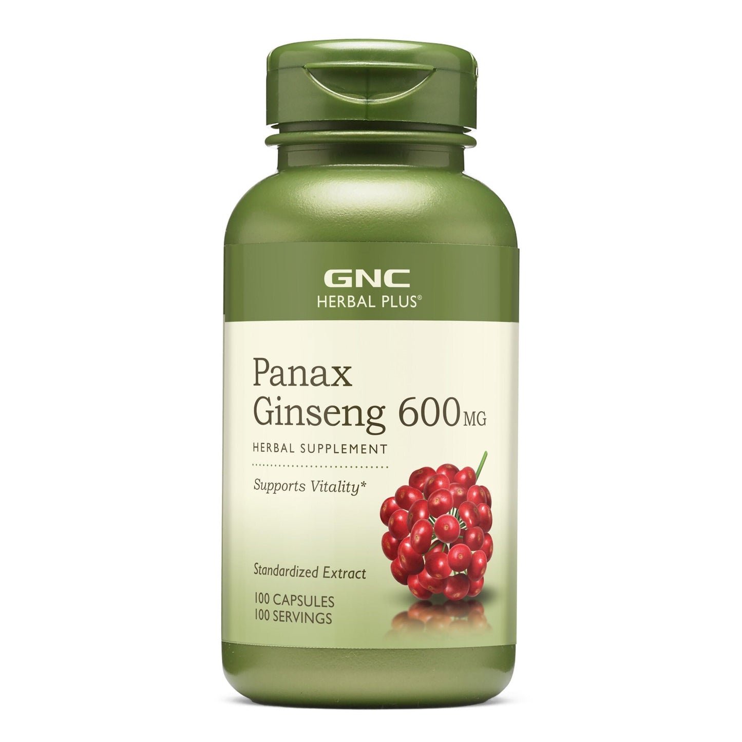 GNC Herbal Plus Panax Ginseng 600mg Capsules, 100 Count