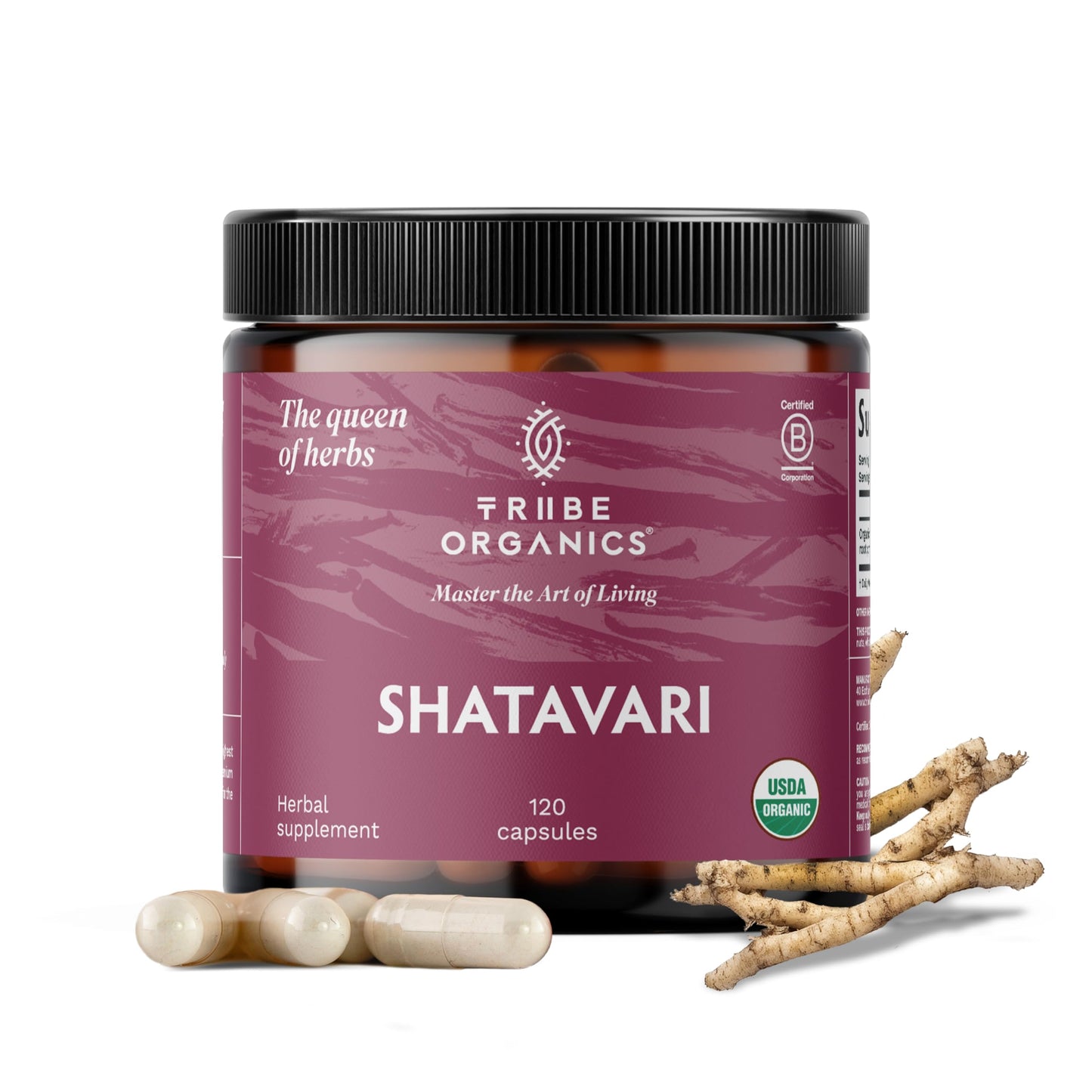 TRIBE ORGANICS Shatavari Herbal Supplement Capsules 120