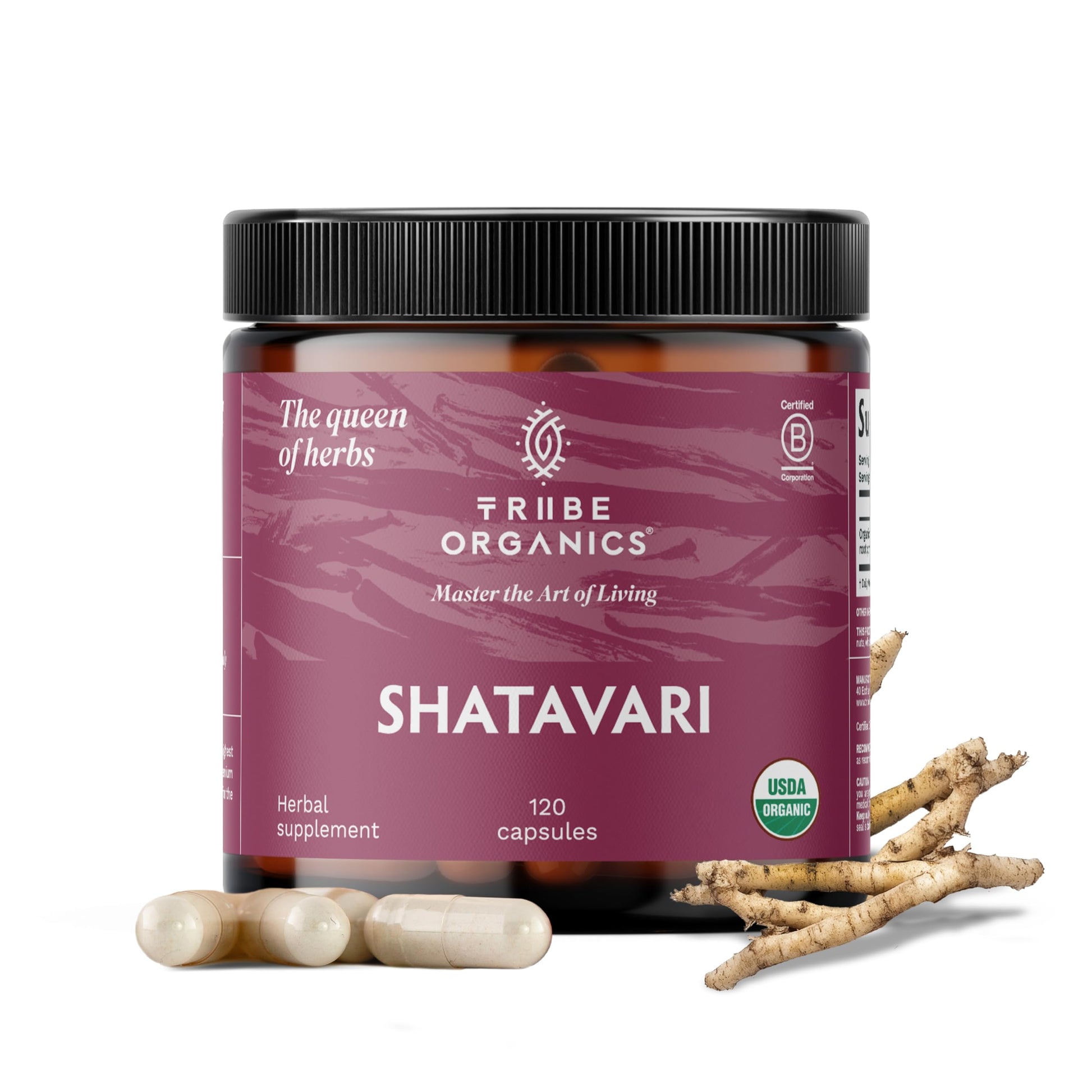 TRIBE ORGANICS Shatavari Herbal Supplement Capsules 120