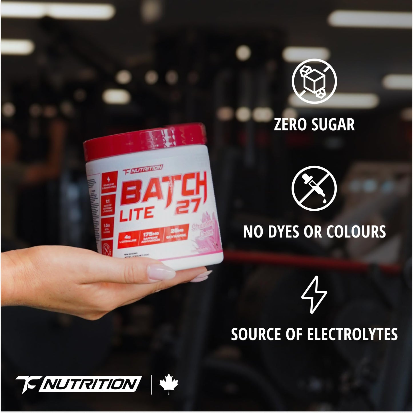 TC Nutrition Batch 27 LITE Pre Workout Powder Peach Rings (Strawberry Cream) 8.46 Ounce