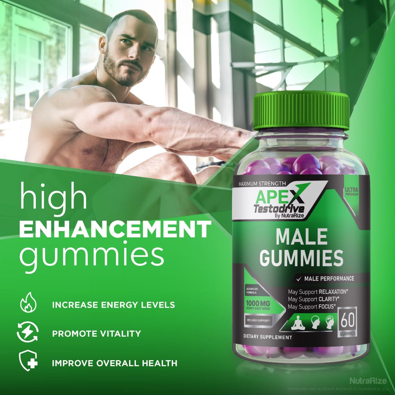 NutraRize Apex Testodrive Gummies 60 Count