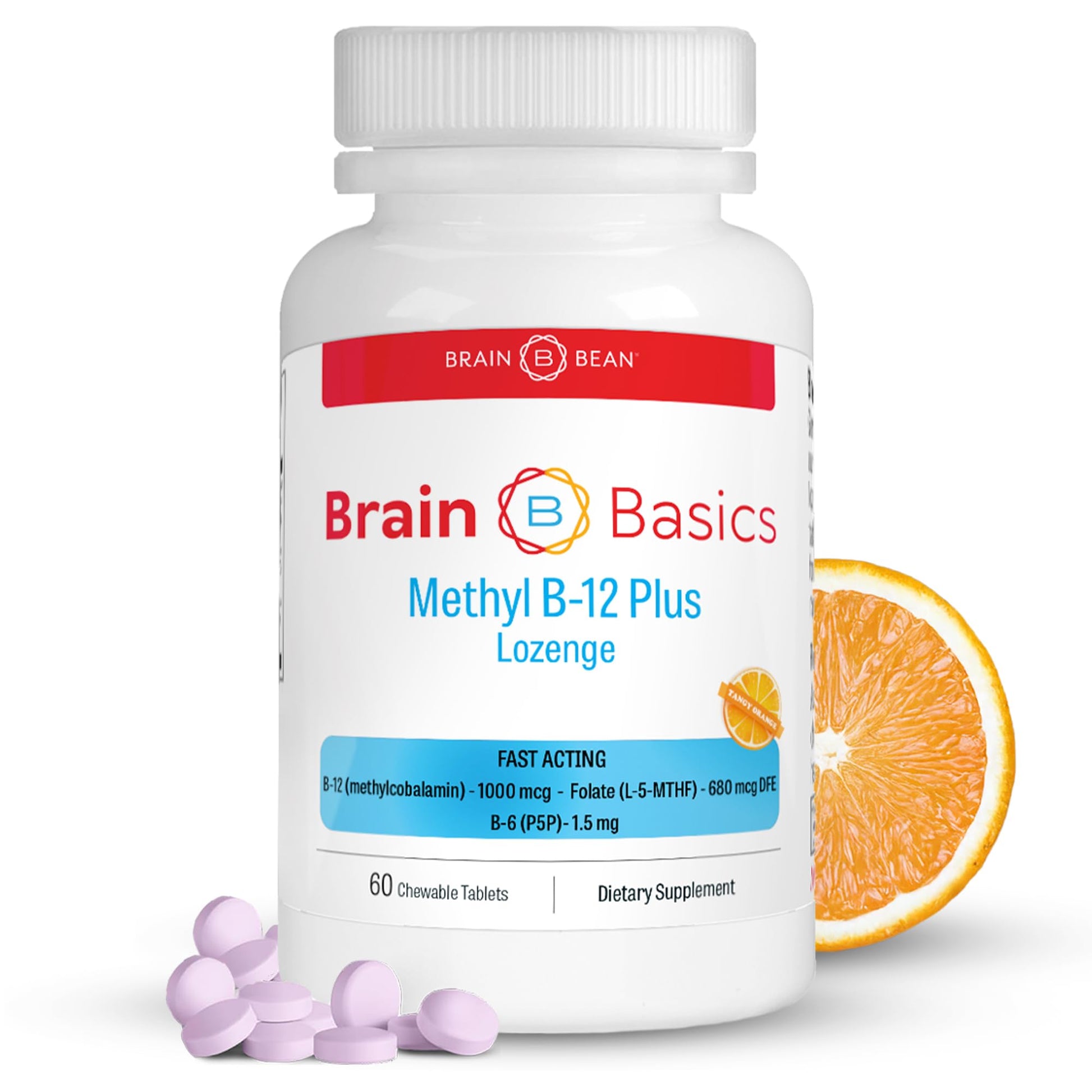 Brain Bean Extra Strength Methyl B-12 & Methyl Folate Tablet, 60 Tablets