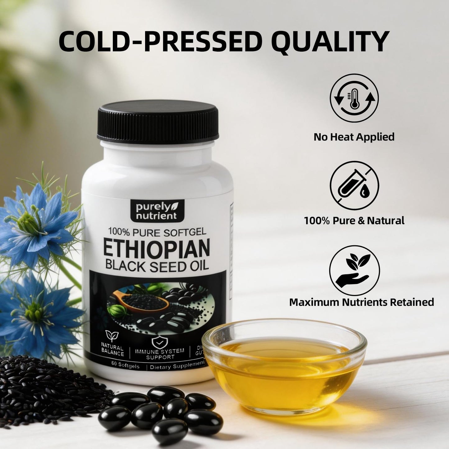 GlowRoot Ethiopian Black Seed Oil Softgels 120 Count