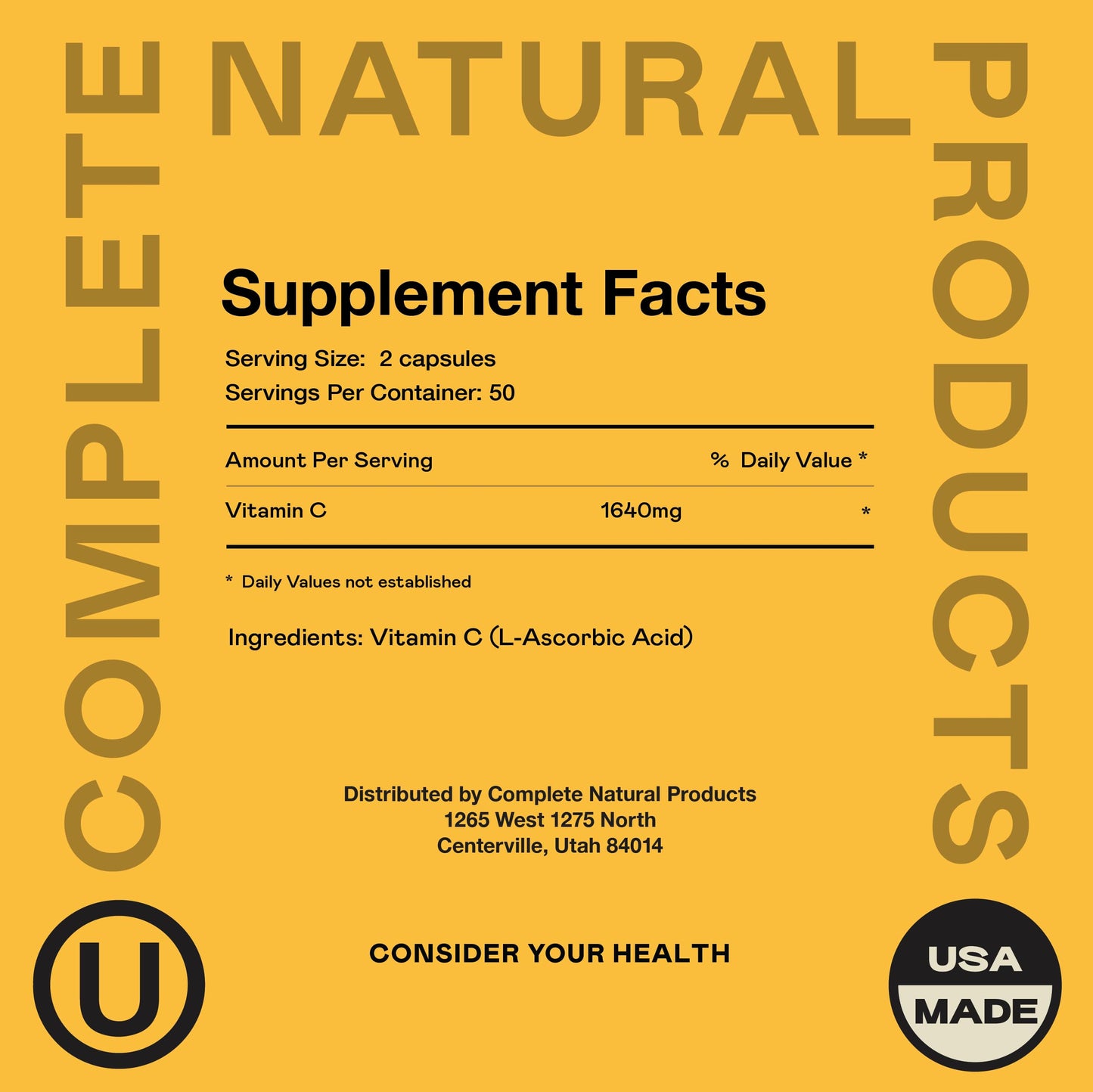 Complete Natural Products Vitamin C Powder 100 Count