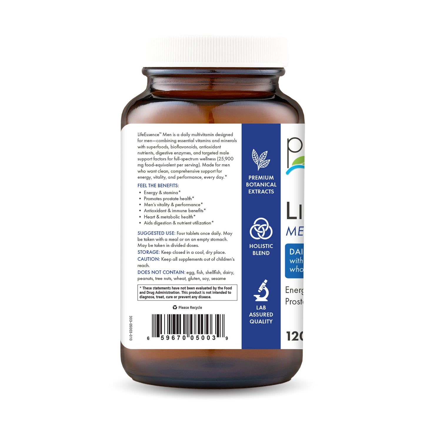 Pure Essence Labs LifeEssence Mens Formula - World's Most Energetic Multiple - The Master Multiple 120 Tablets