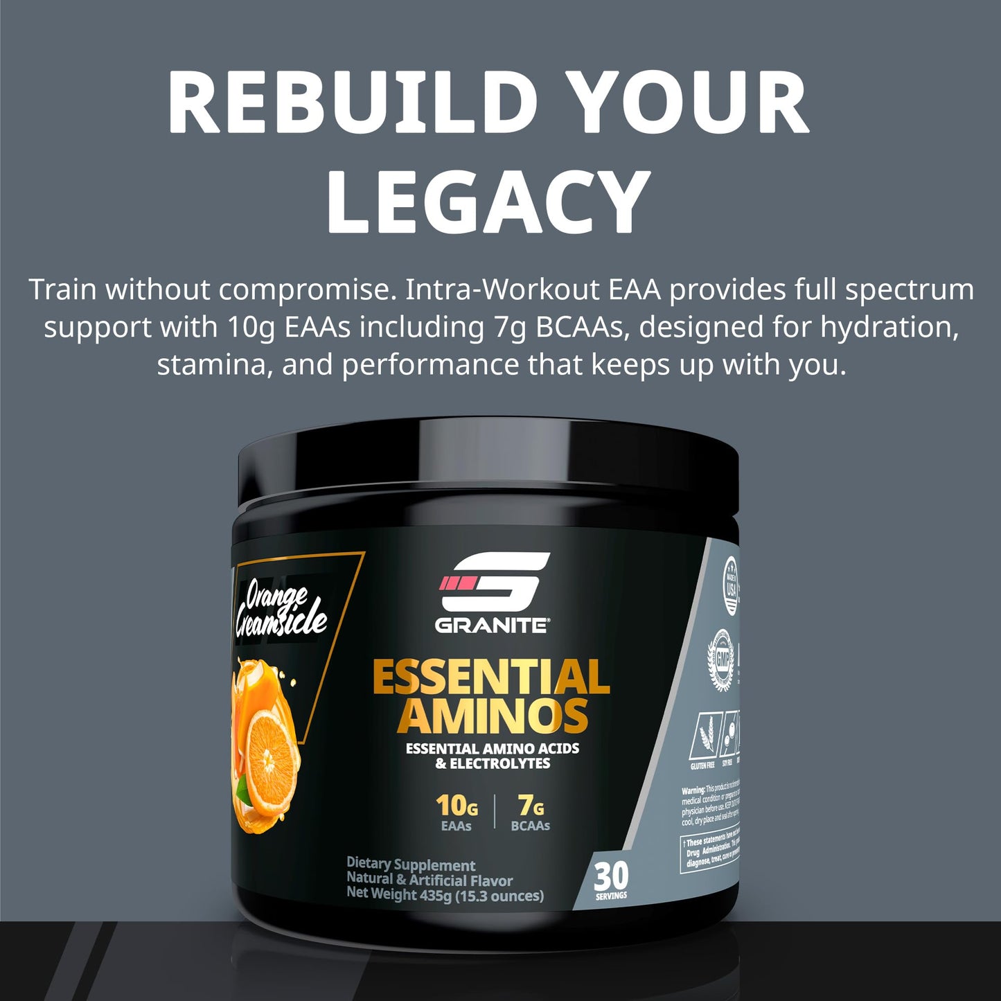 Granite Supplements Essential Amino Acids Powder for Muscle Recovery and Growth, 30 Servings