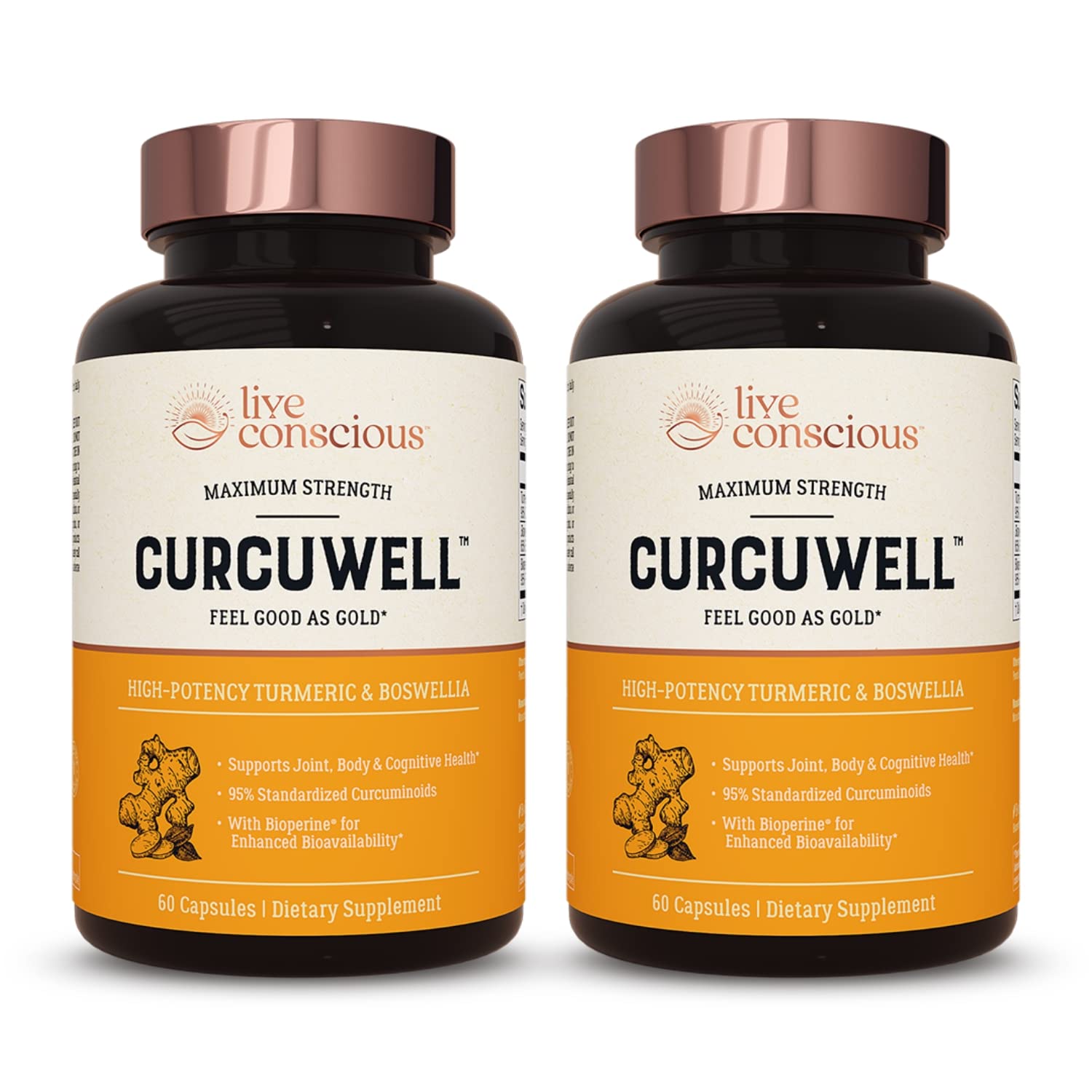 Live Conscious CurcuWell Curcumin and Boswellia Blend 120 Capsules