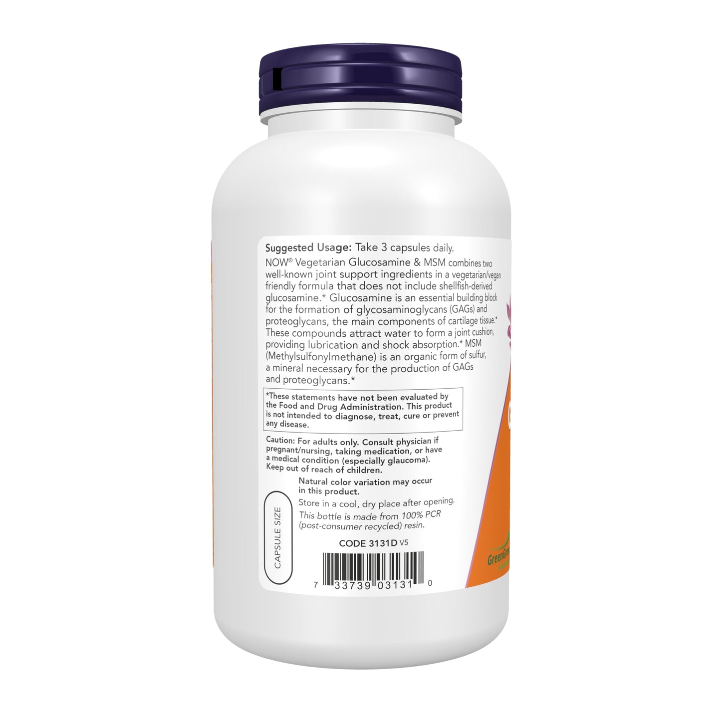 NOW Foods Vegetarian Glucosamine & MSM Joint Health Capsules 240 Count