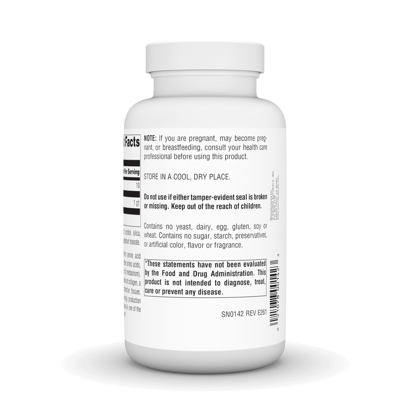 Source Naturals Free-Form L-Lysine 1000 mg Tablet, 100 Tablets