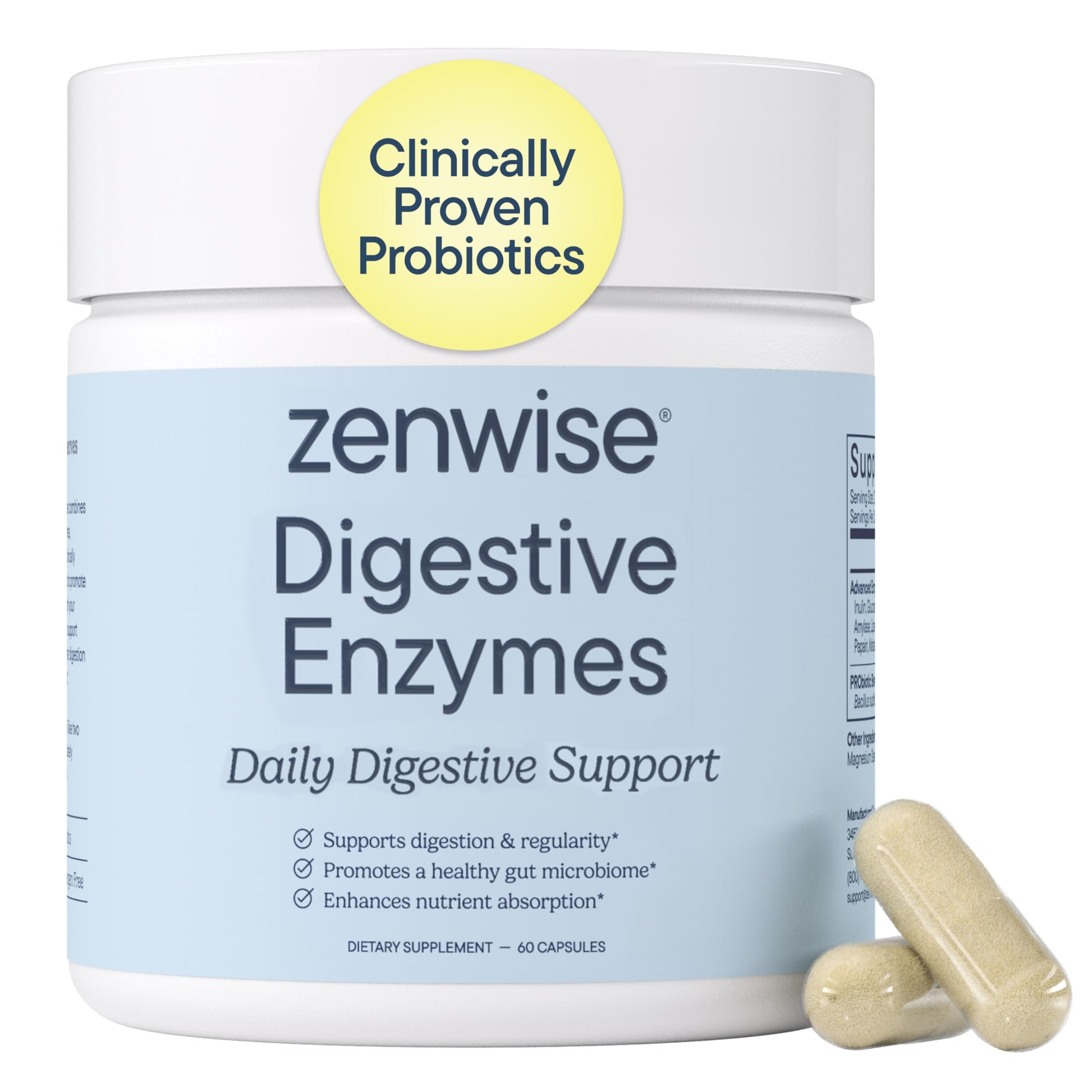 Zenwise Health Digestive Enzymes with Bromelain & Papaya Capsules, 60 Count