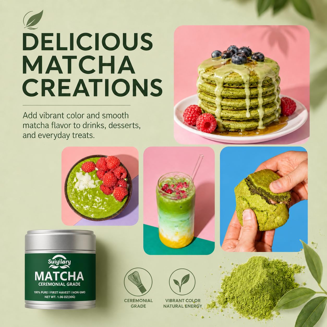 Suiyilary Ceremonial Grade Matcha Powder 1.06 oz