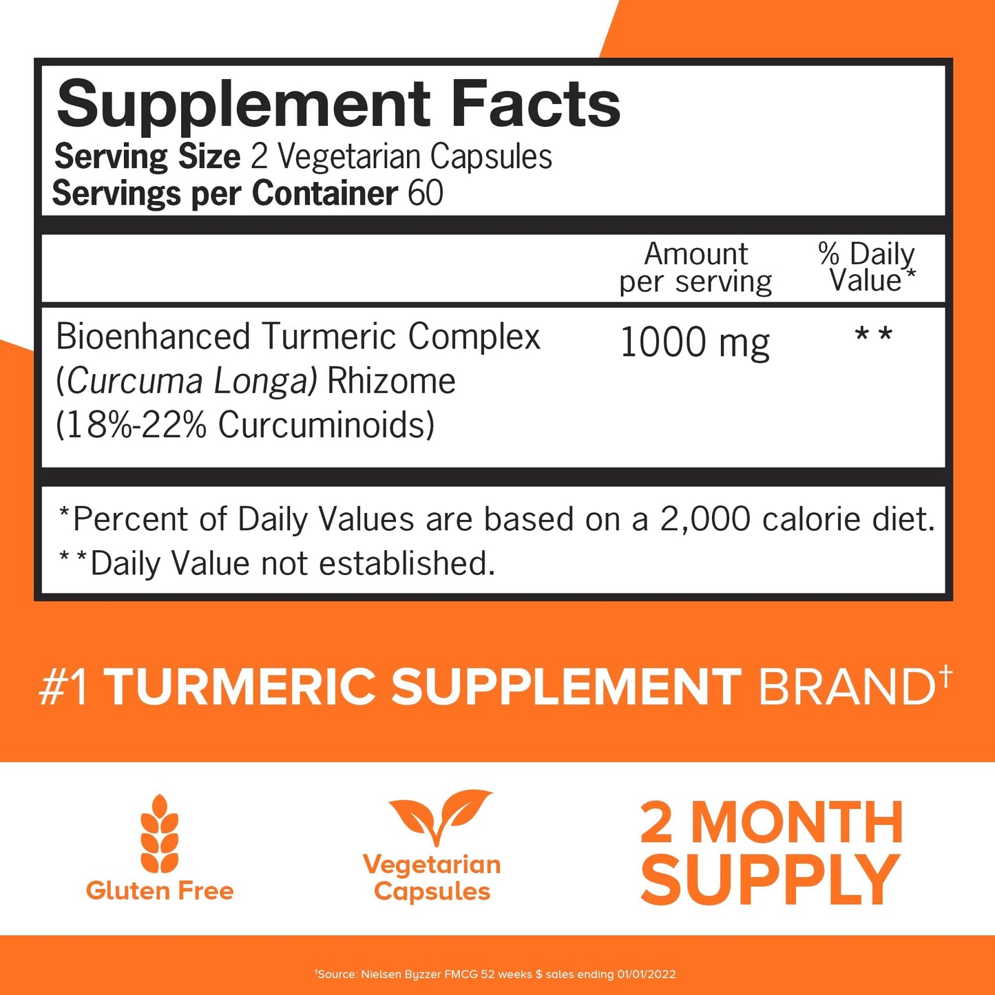 Qunol Turmeric Curcumin Supplement 1000mg With Ultra High Absorption Capsules, 120 Count