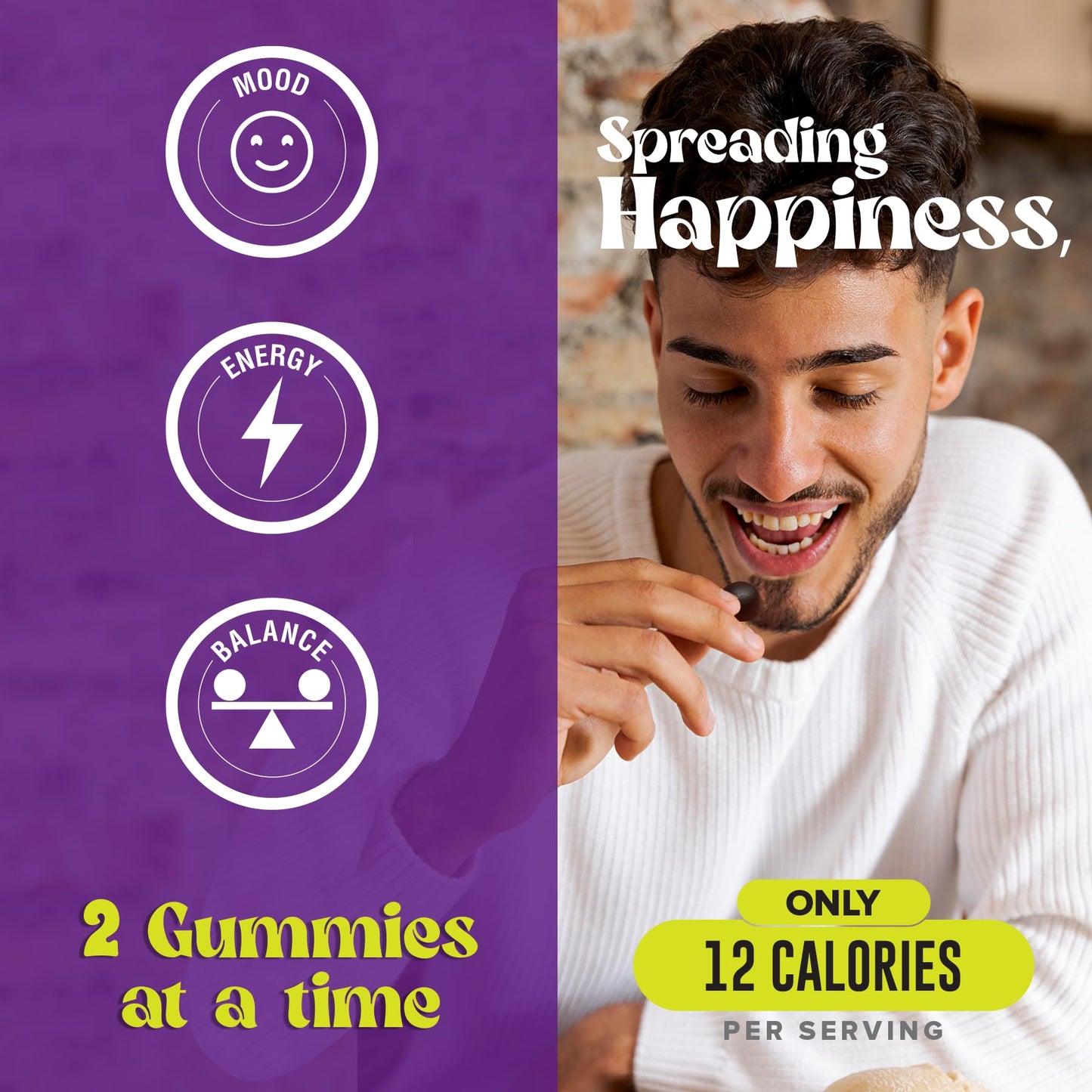 BOSSKO THE WAY TO THE TOP Happy Gummy Supplement 8-in-1 Advanced Formula Calm & Focus Support Gummies Blueberry Flavor 90 Count