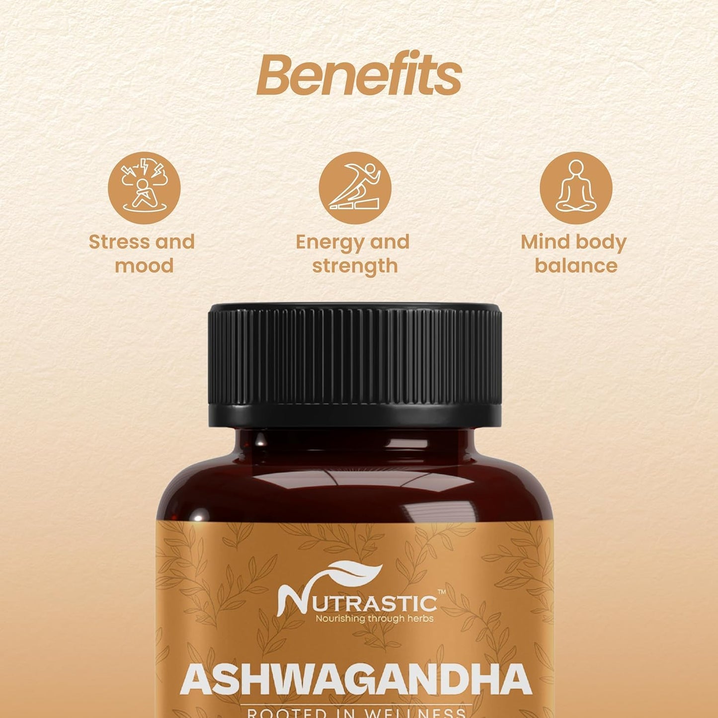 Nutrastic Pure Ashwagandha Capsules 500mg, 60 Count