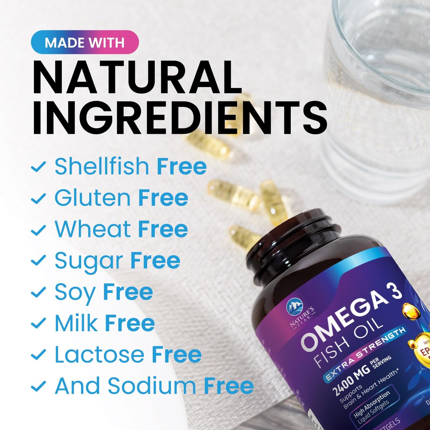 Nature's Peak Omega 3 Fish Oil Supplements Softgels 60