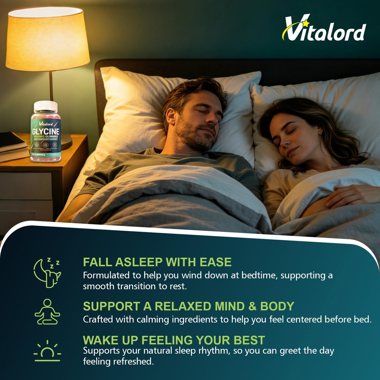 Vitalord Glycine Gummies Sugar Free, 60 Gummies
